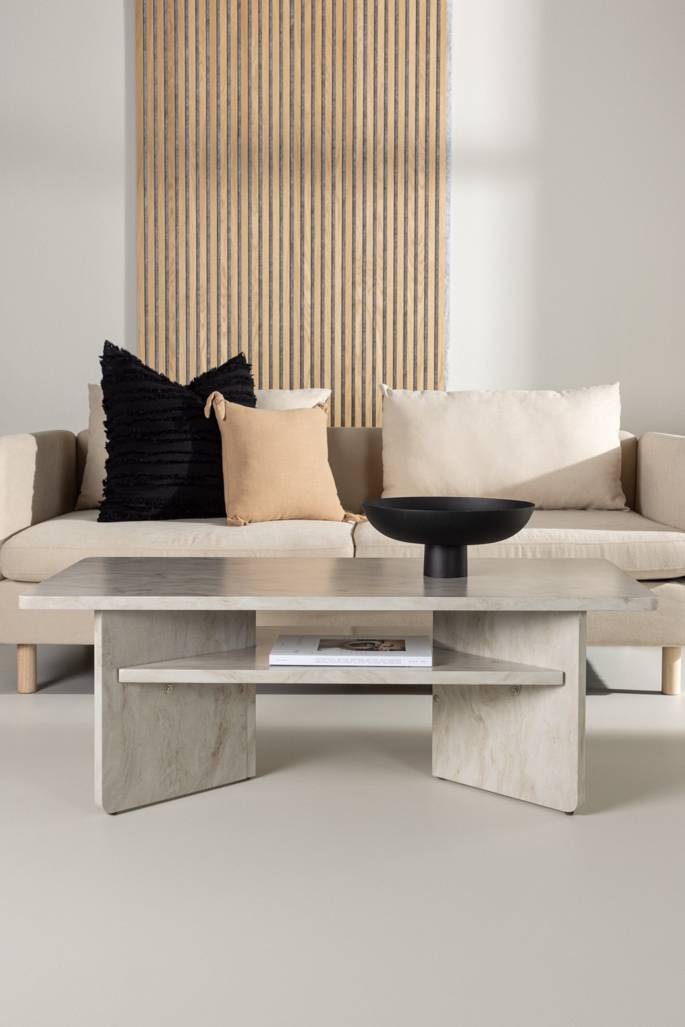 Venture Home Couchtisch »Ålesund, Couchtisch 120 × 60 × 42 cm in beiger Marmoroptik, edel« Sofatisch, MDF, Papierlaminat, rechteckig, marmoroptik, edel
