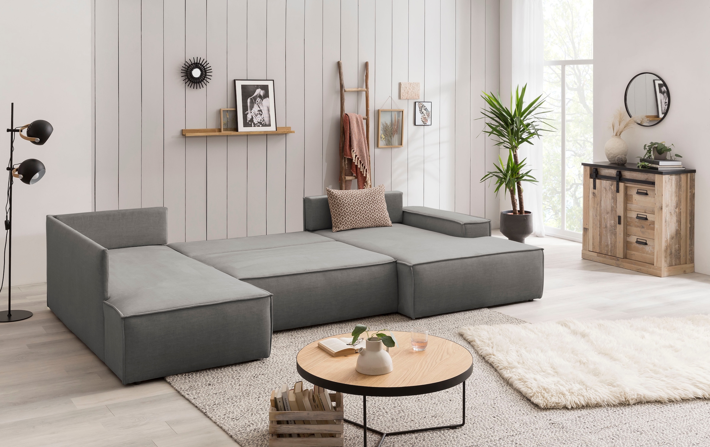 GOODproduct Paysage de salon »SHERWOOD U-Form, 329 cm - OTTO. Verlässliche Qualität.« Fonction couchage avec coffre-lit (194x139 cm), velours côtelé, vintage, velours