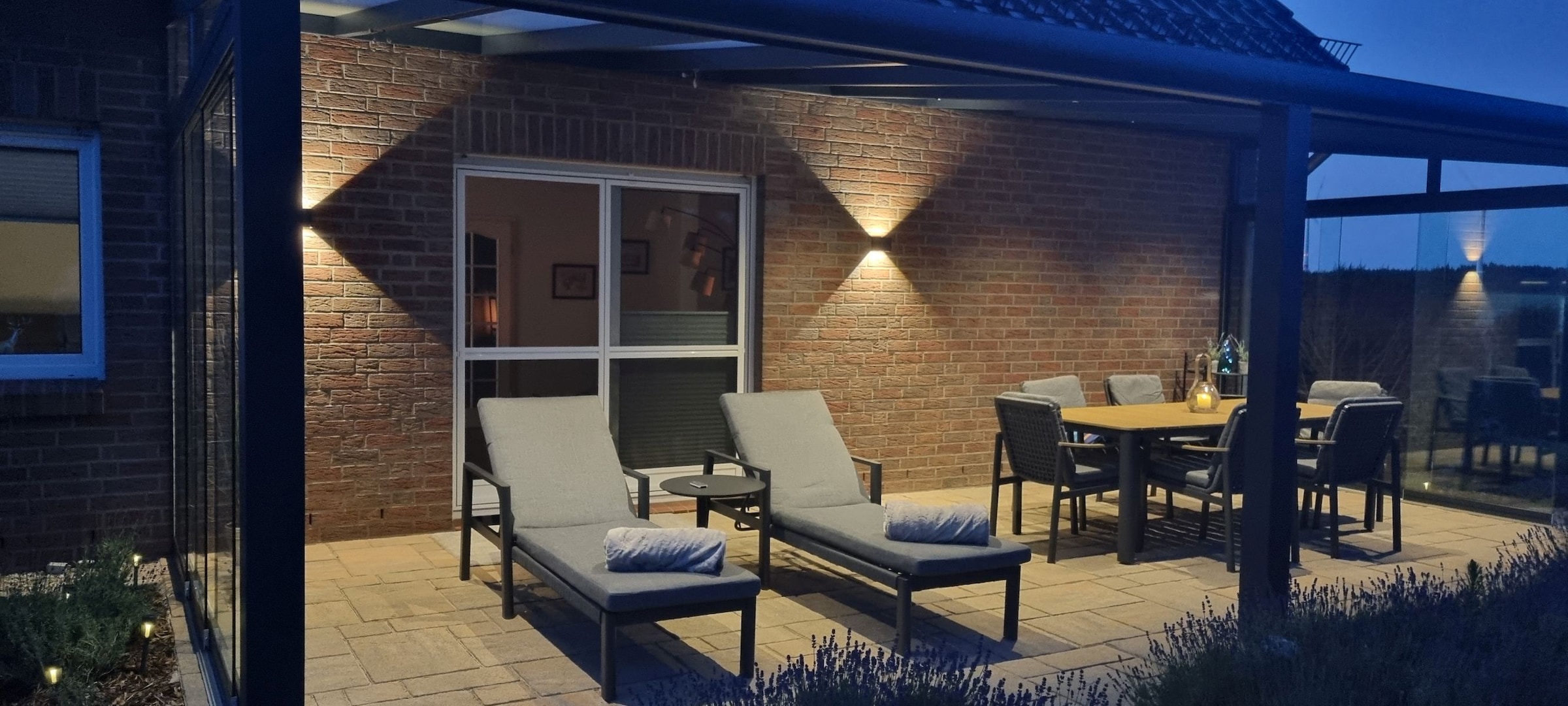 Ambiente Haus Salon de jardin »Garten 6er Set 220x95cm grau« Ensemble, Tisch und 6 Stühle, 7 tlg.