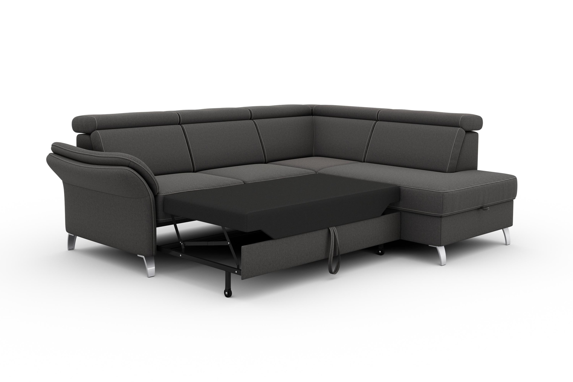 sit&more Ecksofa »Vincenzo L-Form«, inklusive Kopfteilverstellung, wahlweise mit Bettfunktion, Bettkasten
