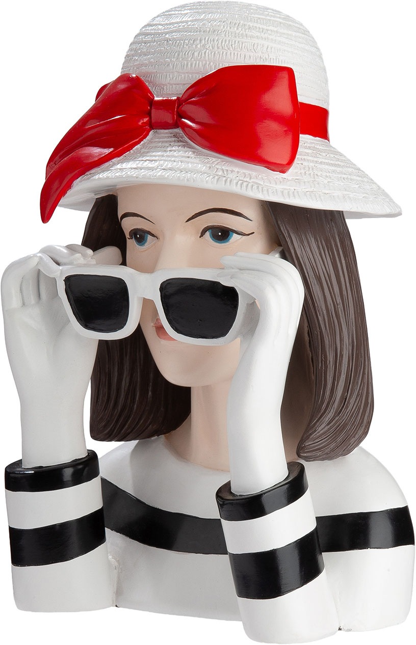 Image of GILDE Skulptur "Figur Frau Lady Sophie" Gestreiftes Design mit Sonnenbrille, Skulptur