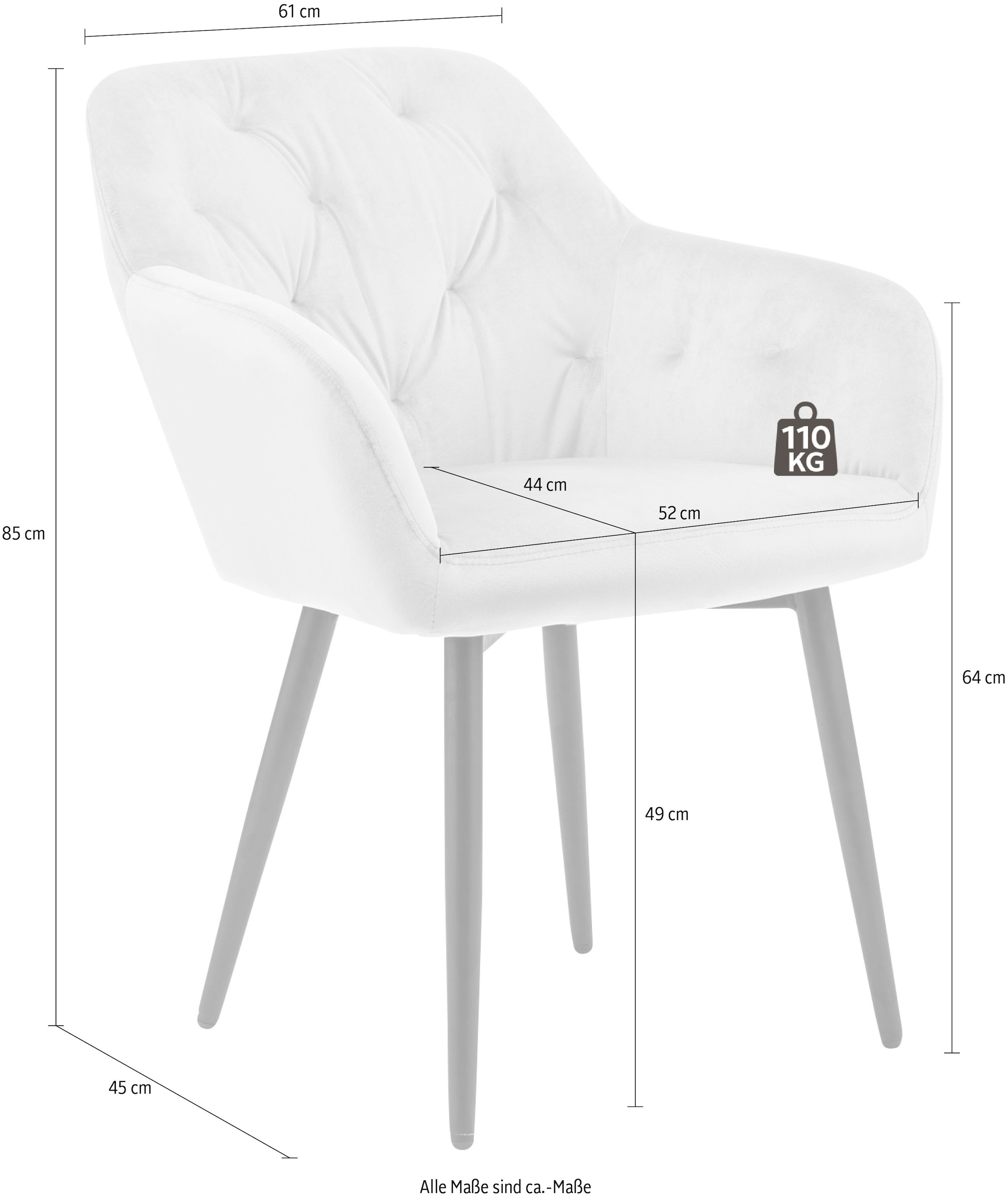 SalesFever Chaise de salle à manger »Coventry Komfortabler Polstertuhl im eleganten Stil« () Stilvoll mit eleganter Knopfheftung