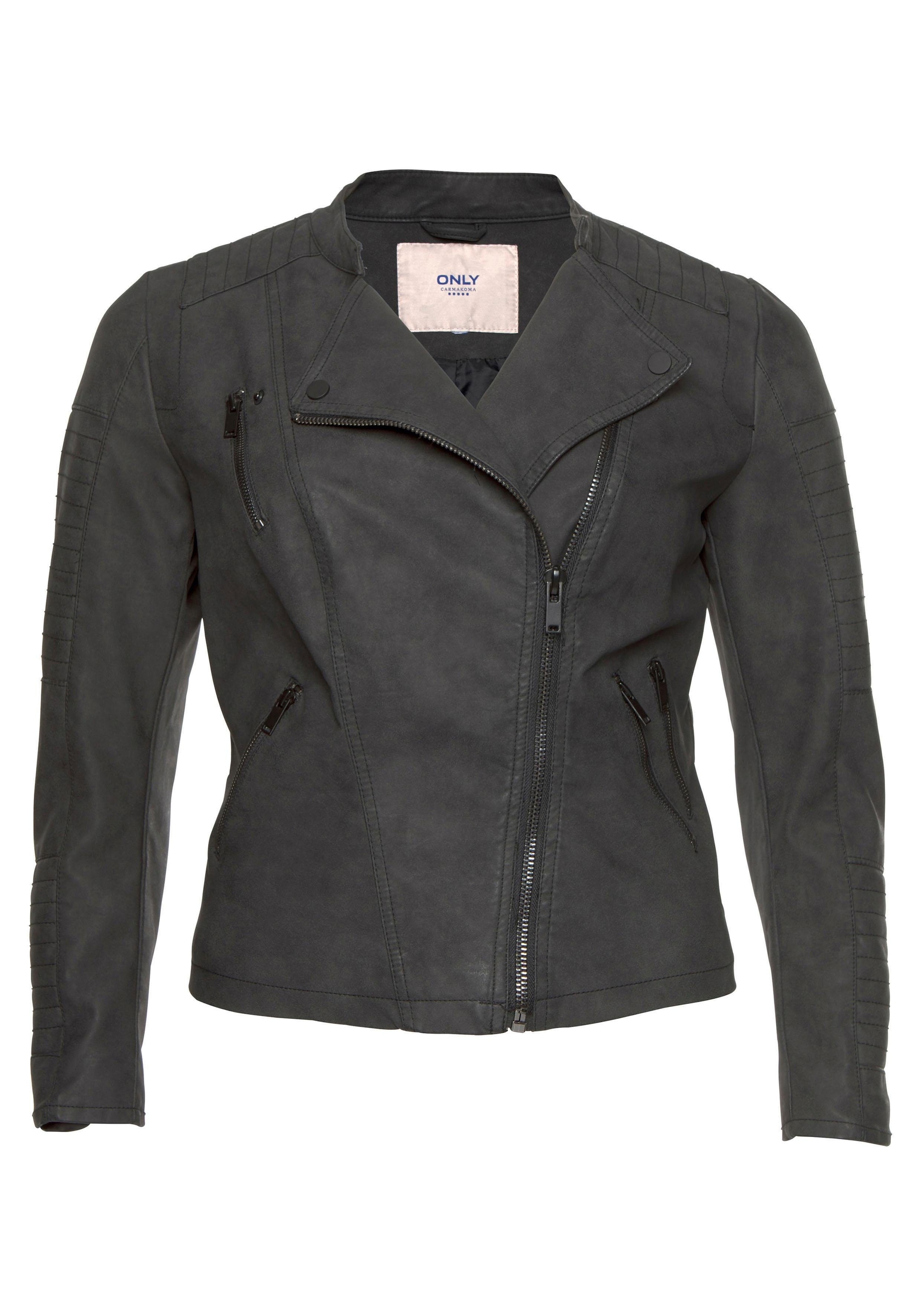 ONLY CARMAKOMA Lederimitatjacke »CARAVANA FAUX LEATHER BIKER OTW«, mit Biker-Details