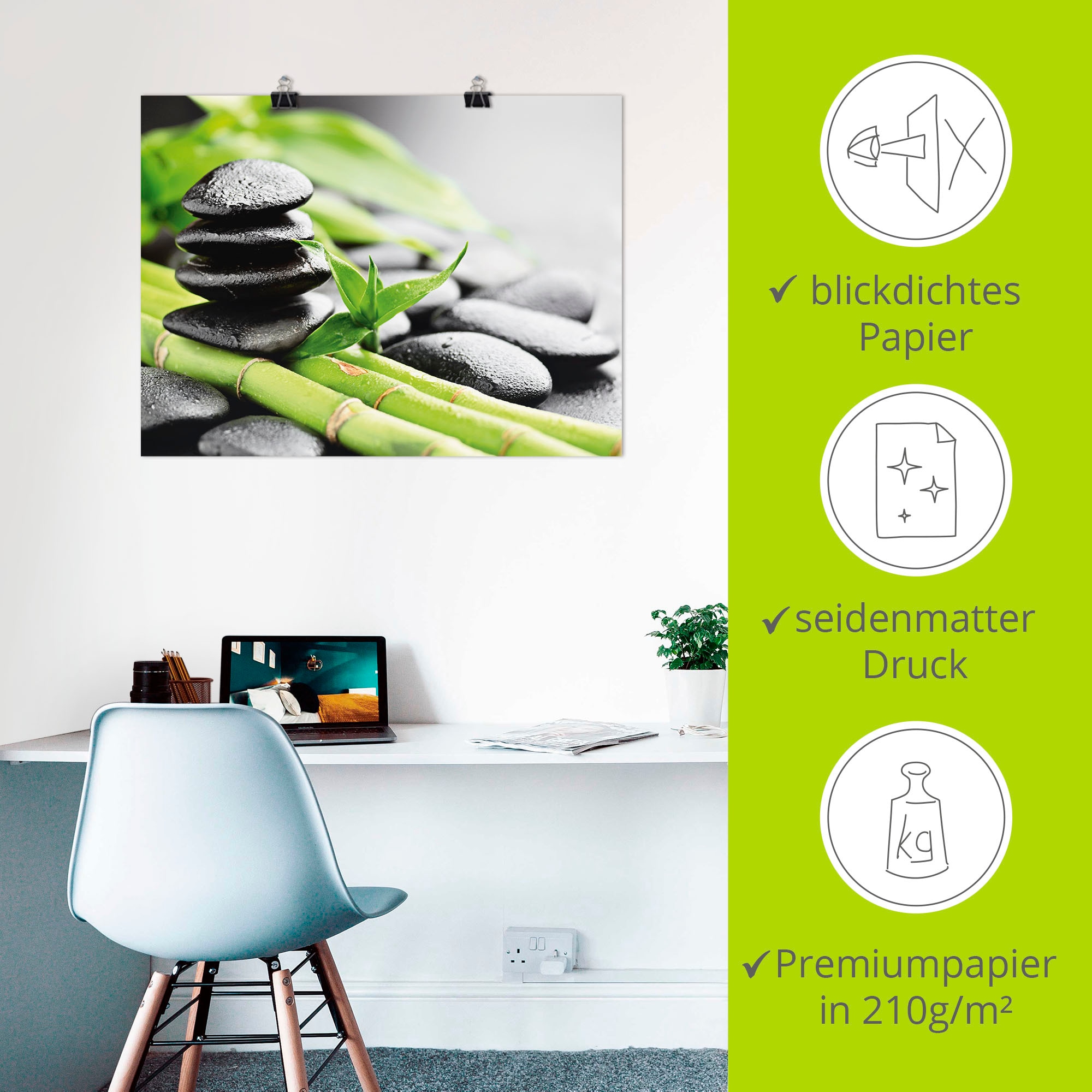 Artland Wandbild »Wachstum - Lavasteine Bambus«, Zen, (1 St.), als Alubild, Outdoorbild, Leinwandbild, Poster, Wandaufkleber