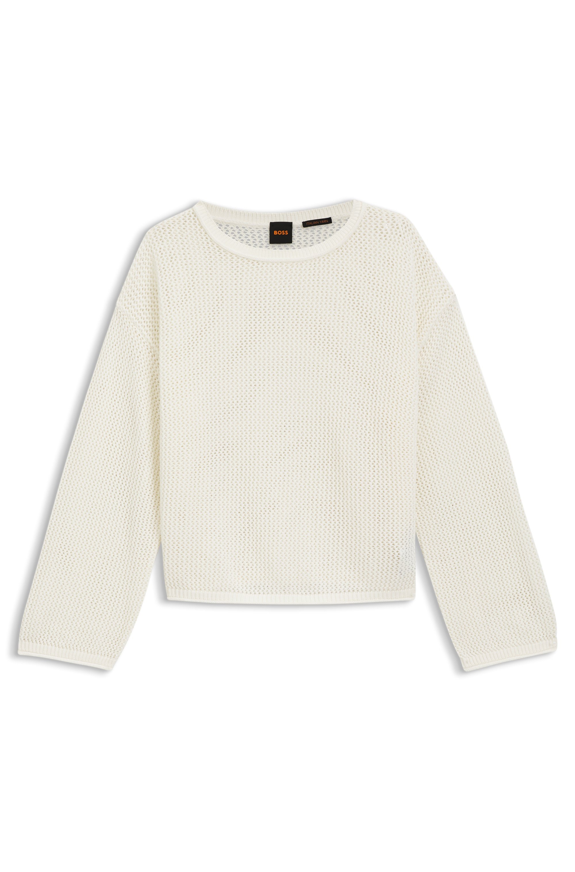 BOSS ORANGE Pull en tricot »Farde Premium Damenmode« in Mesh-Struktur, Relaxed Fit