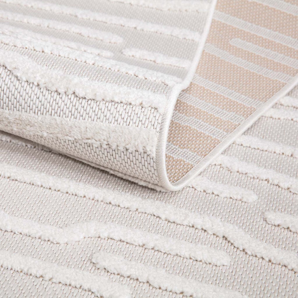 Carpet City Teppich »In-& Outdoorteppich Santorini 450, 3D-Effekt, Gestreift«, rund, 5 mm Höhe, Wetterfest & UV-beständig für Terrasse, Balkon, Küche, Flur