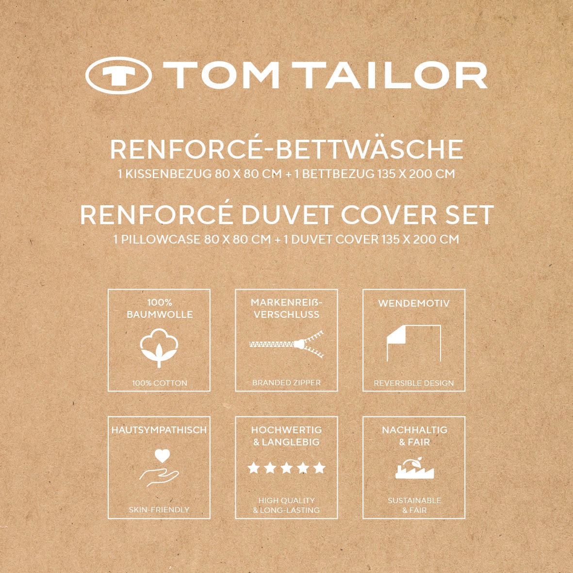 TOM TAILOR HOME Linge de lit »LARGE CHECK in Gr. 135x200cm oder 155x220cm« 2 cuis new bedroom, étiquette tissée