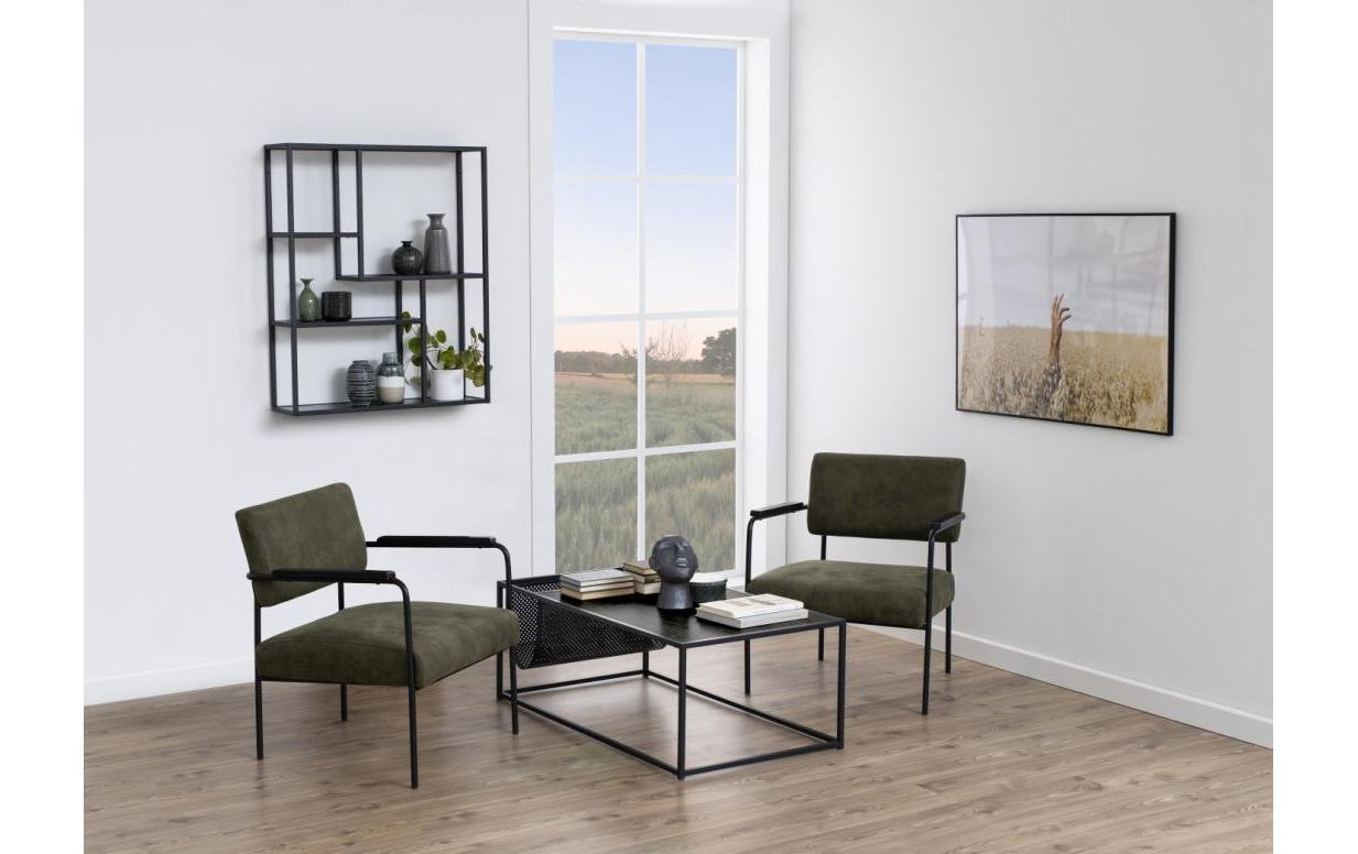 AC Design Couchtisch mit Gestell aus Metall, rechteckige Form, Zeitungsständer aus Metall