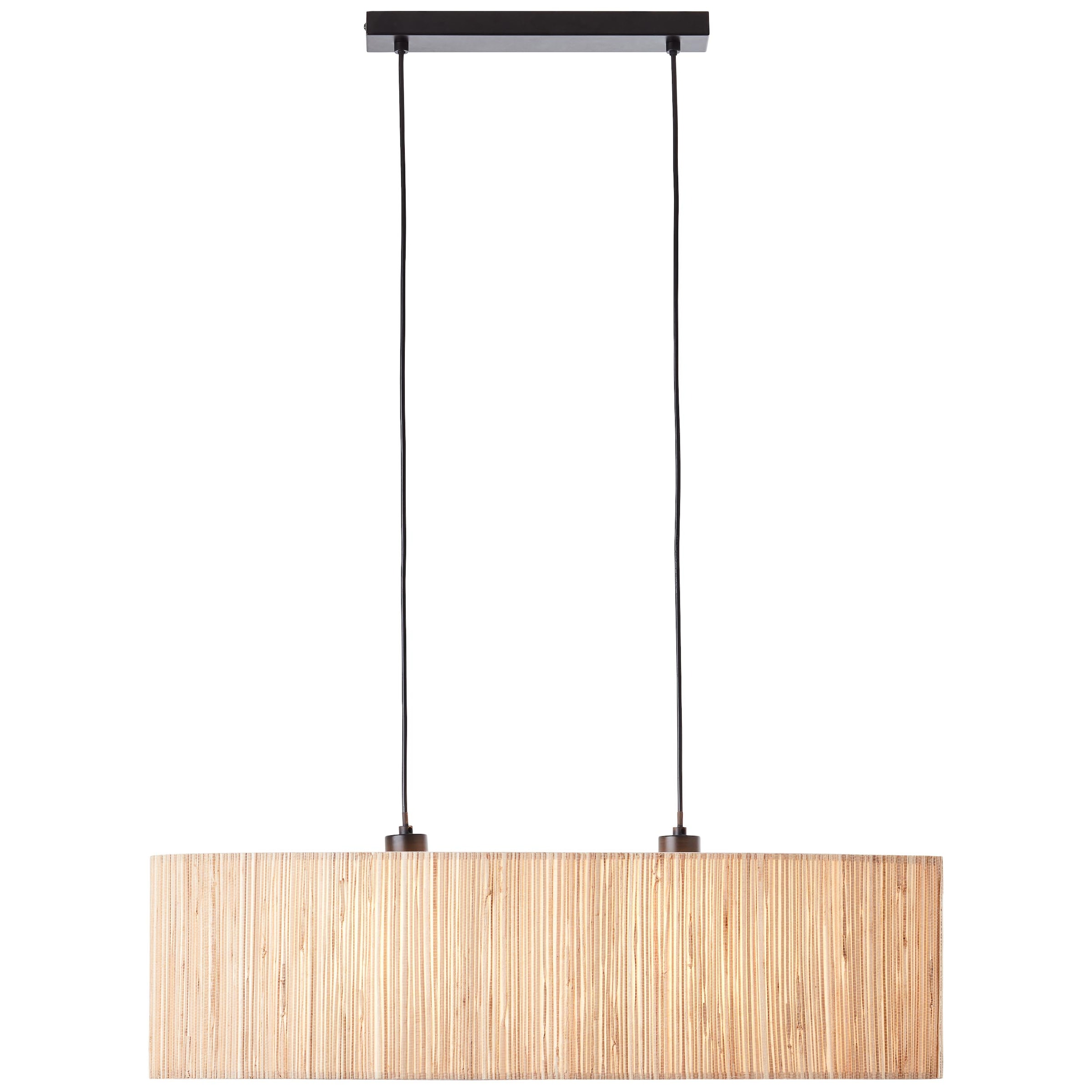 Brilliant Pendelleuchte »Wimea«, 2 flammig-flammig, H 120 cm, B 78 cm, 2 x E27, kürzbar, Metall/Seegras, schwarz/natur