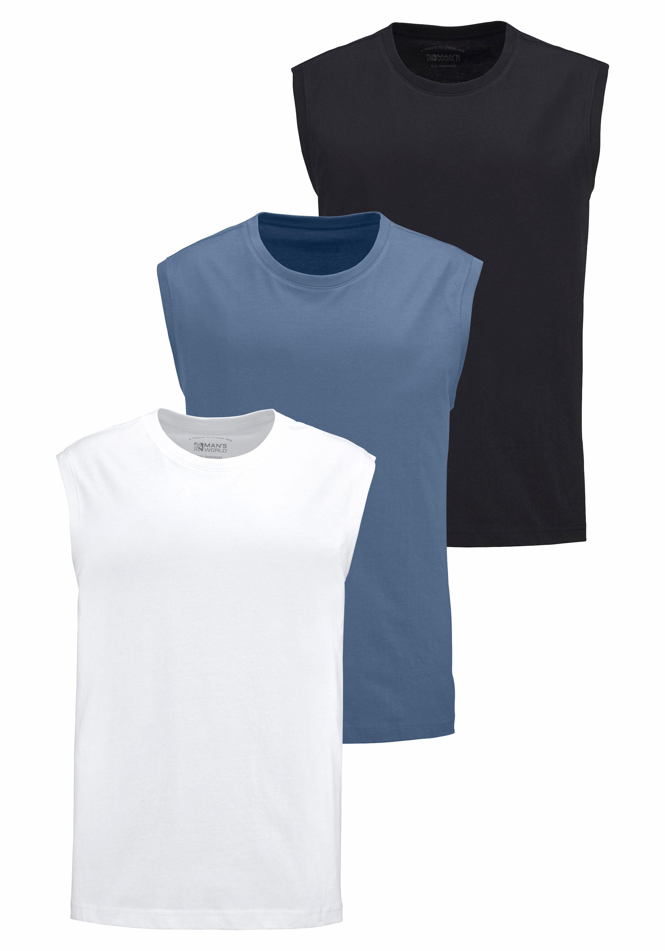 Man's World Muscleshirt, ärmellos, Basic-Stil, unifarben, Rundhalsausschnitt