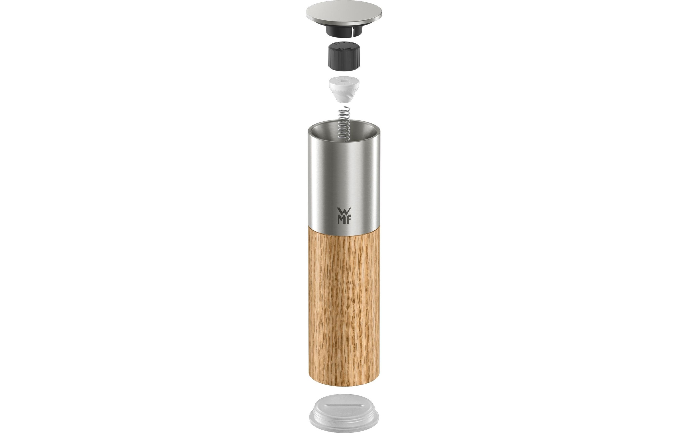 WMF Gewürzmühle »Nature Pro Edelstahl« Keramikmahlwerk, einstellbarer Mahlgrad, Aromaschutzdeckel, Holz