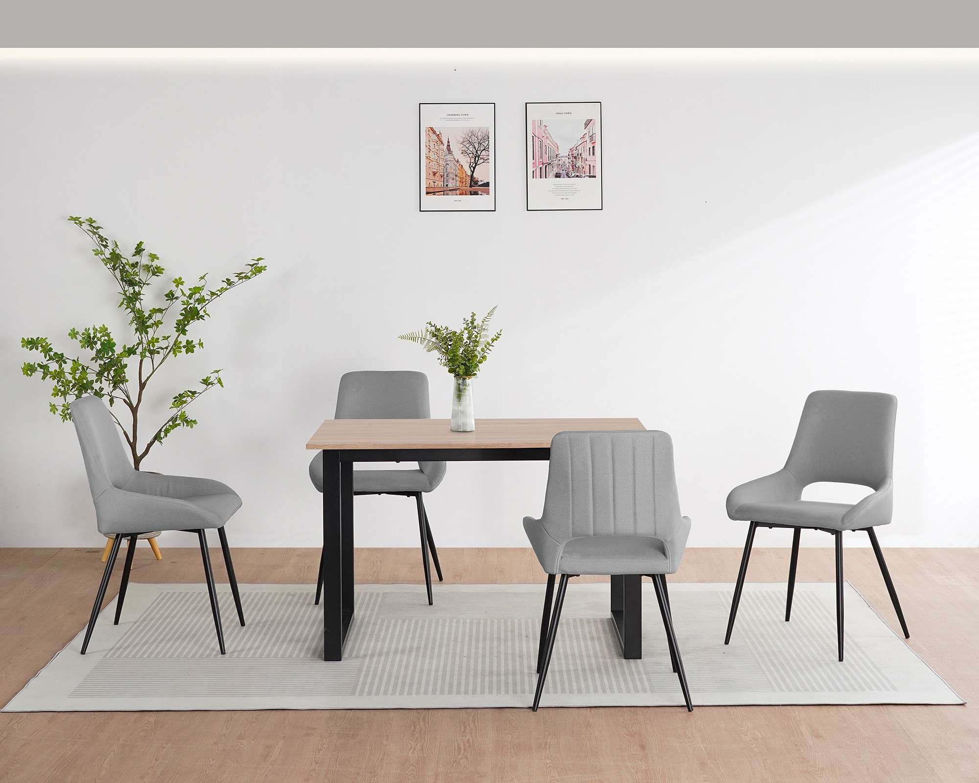 GOODproduct Chaise de salle à manger »Derrek« (Set) 2 cuispflegeleichter Webstoff, schwarze Metallbeine, Sitzbreite 40 cm