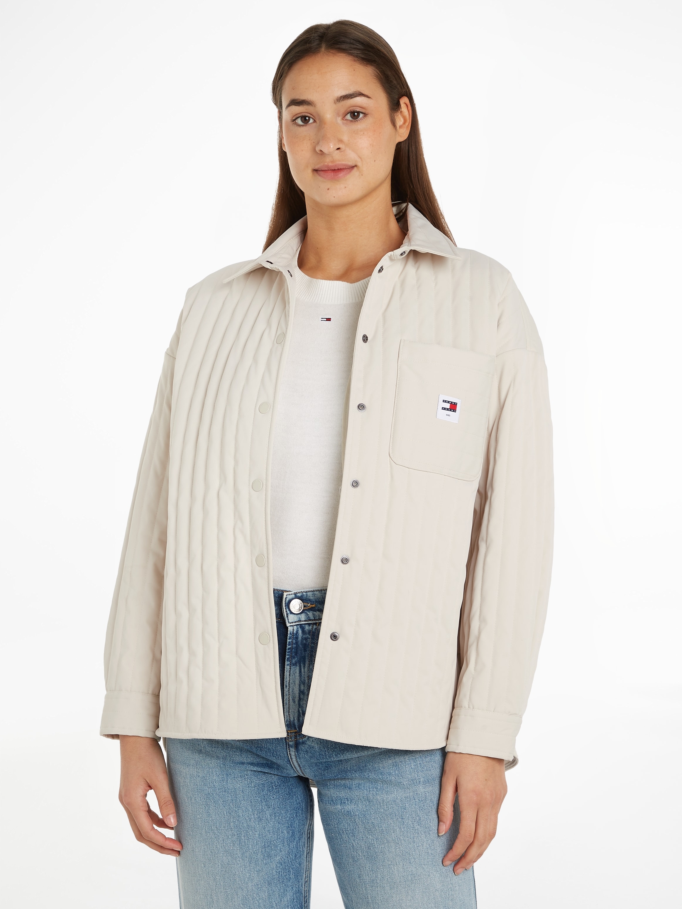 Tommy Jeans Blusentop »TJW QUILTED OVERSHIRT«, mit Logopatch