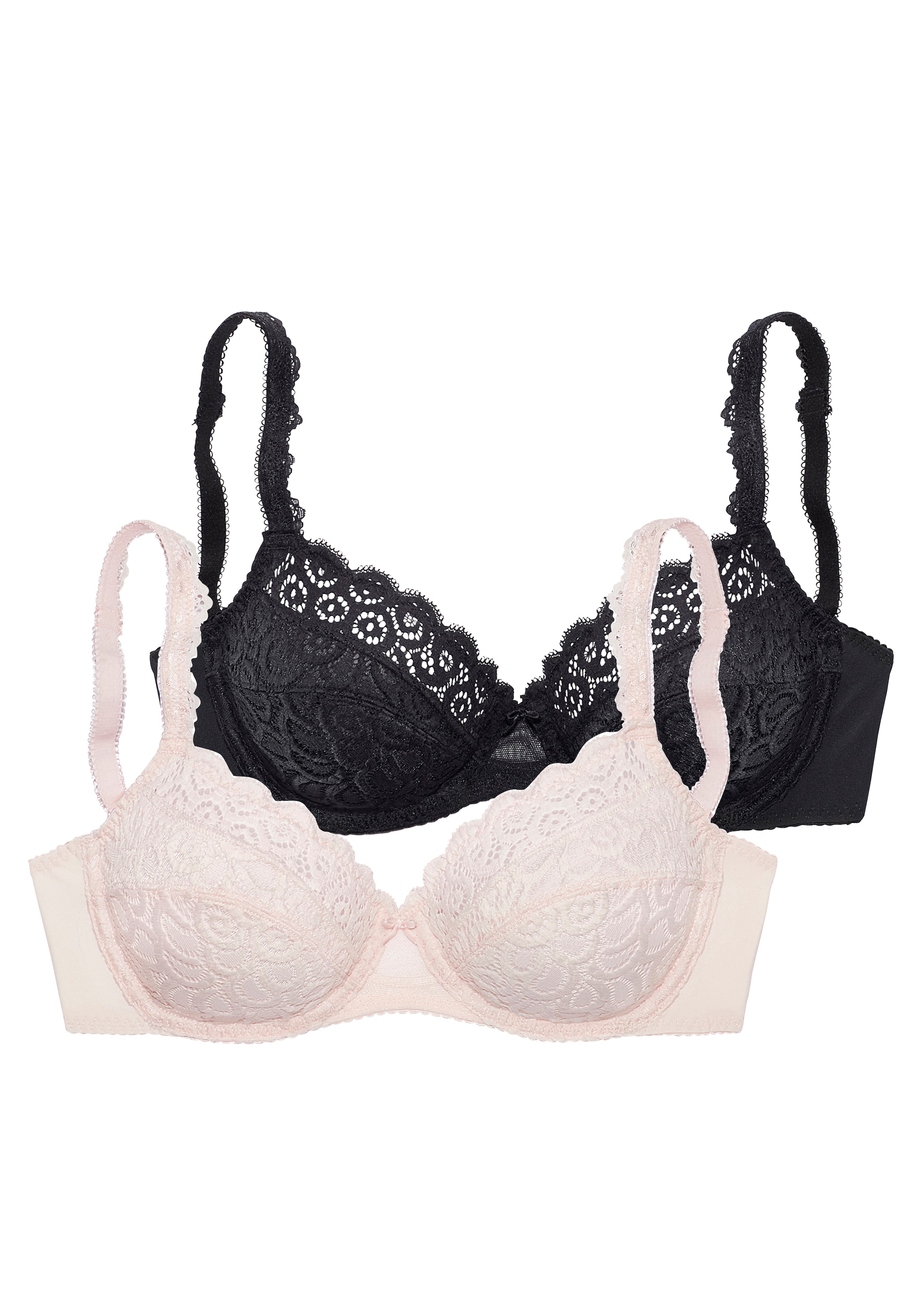 Image of petite fleur Bügel-BH Packung, 2 Stück, aus Spitze, mit dekorativen Trägern, Dessous
