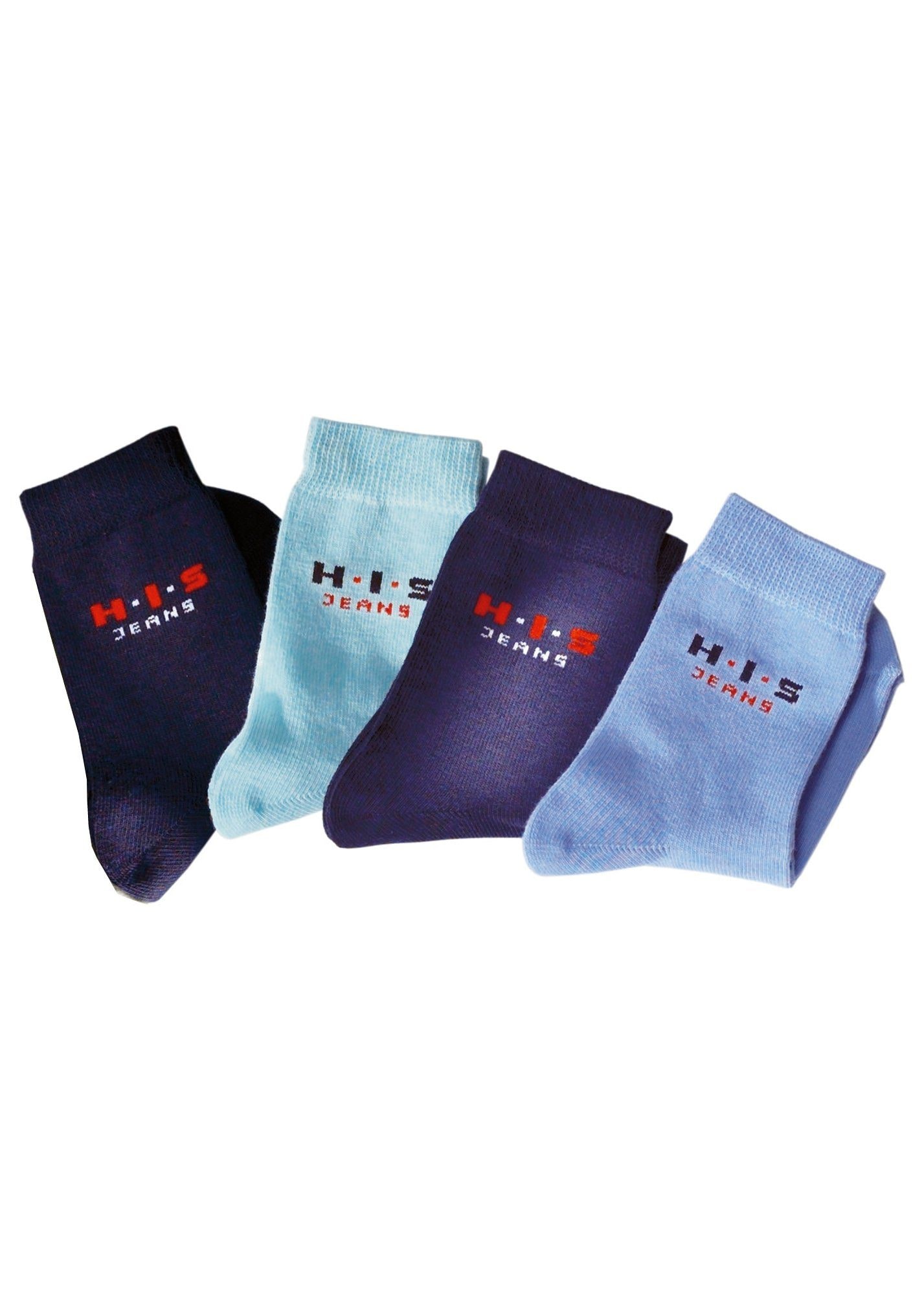 H.I.S Basicsocken Packung, 4 Stk. tlg. mit kontrasfarbenem Logo
