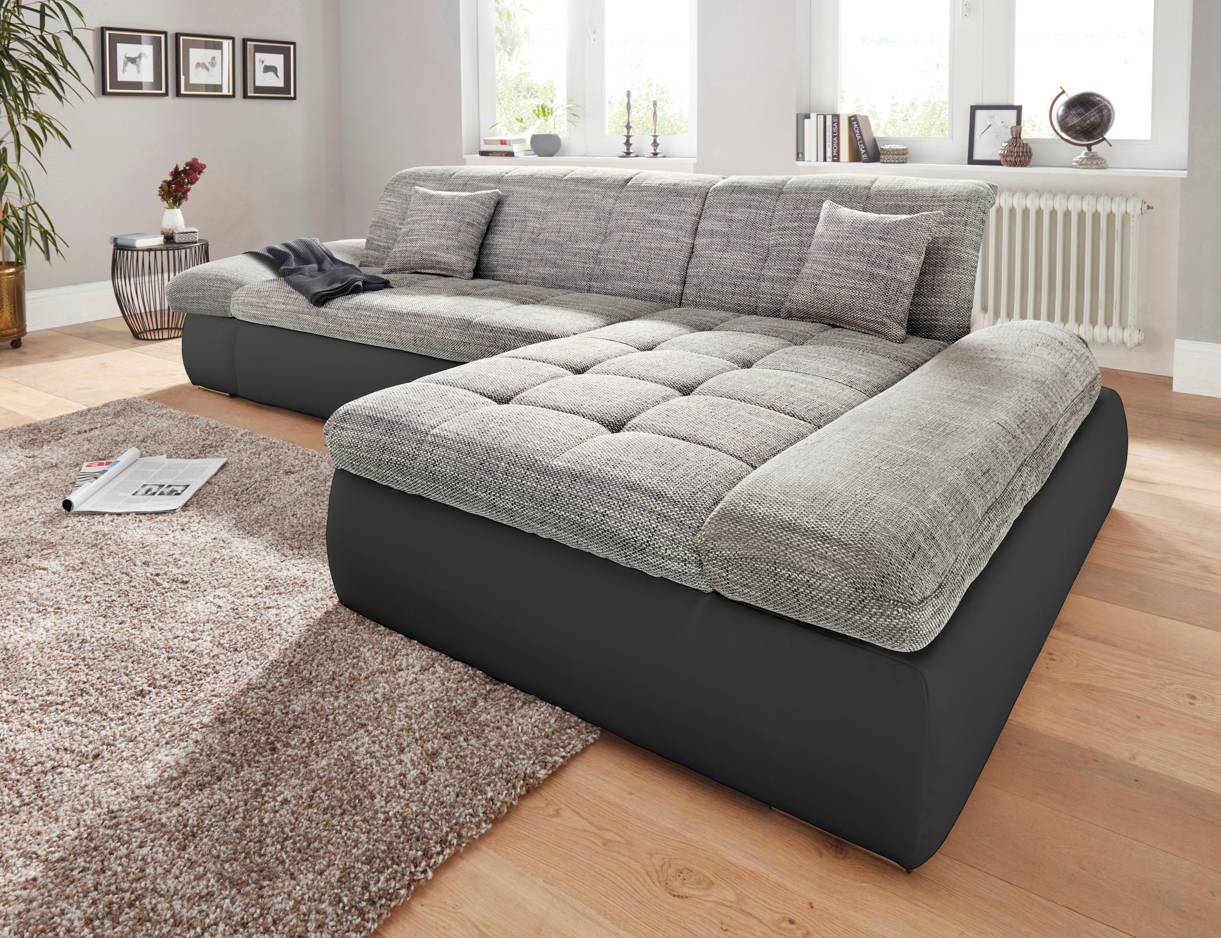 Image of DOMO collection Ecksofa "MORIC Massiv - Belastbar bis 140 kgxSitz, 300x172 cm, XXL-Format" L-Form, Kunstleder SOFTLUX und Struktur
