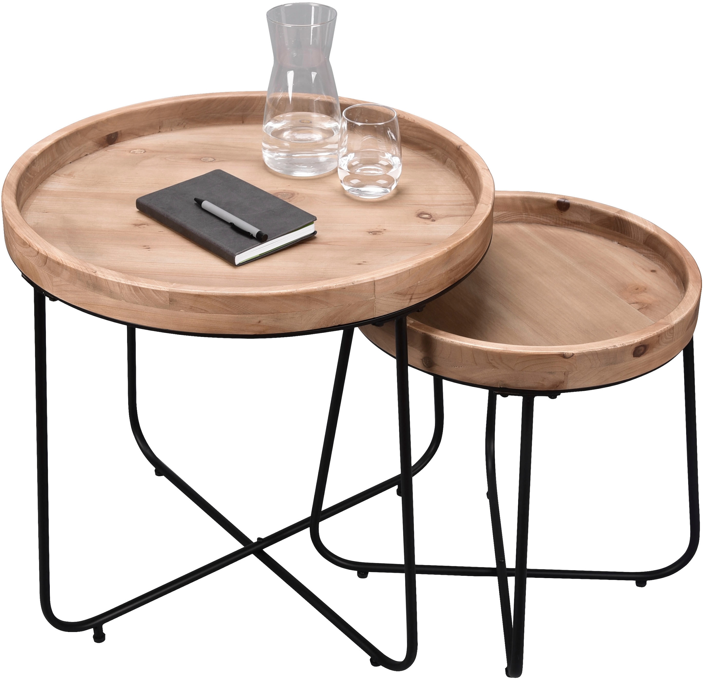 MIRRORS AND MORE Table d'appoint »Jette« 1 cuis tlg. plateau en bois massif de haute qualité