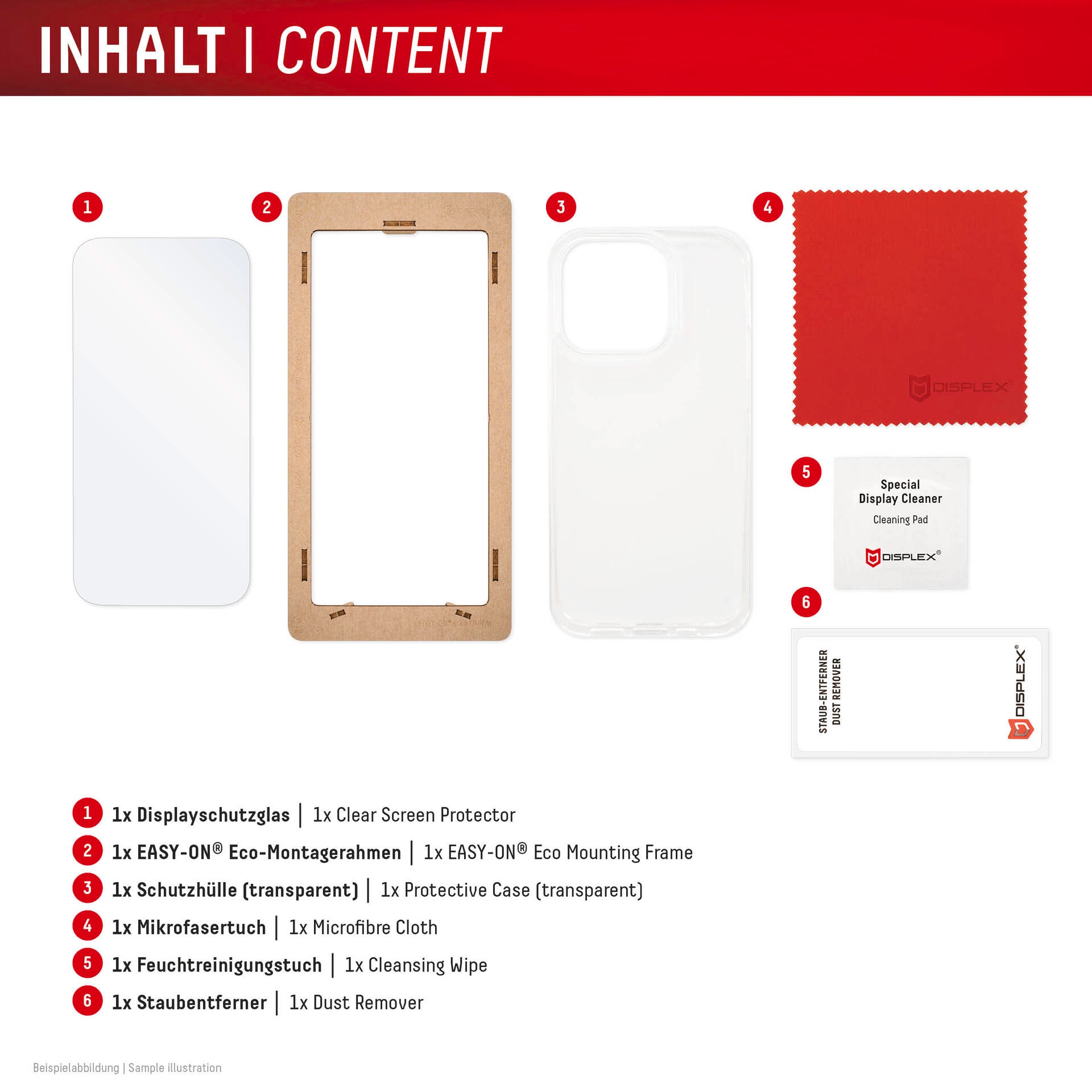 Displex Displayschutzglas »Real Glass Screen Protection + Case«, für Apple iPhone 16 Plus, Displayschutzfolie, Schutzfolie, Bildschirmschutz, kratz- & stossfest