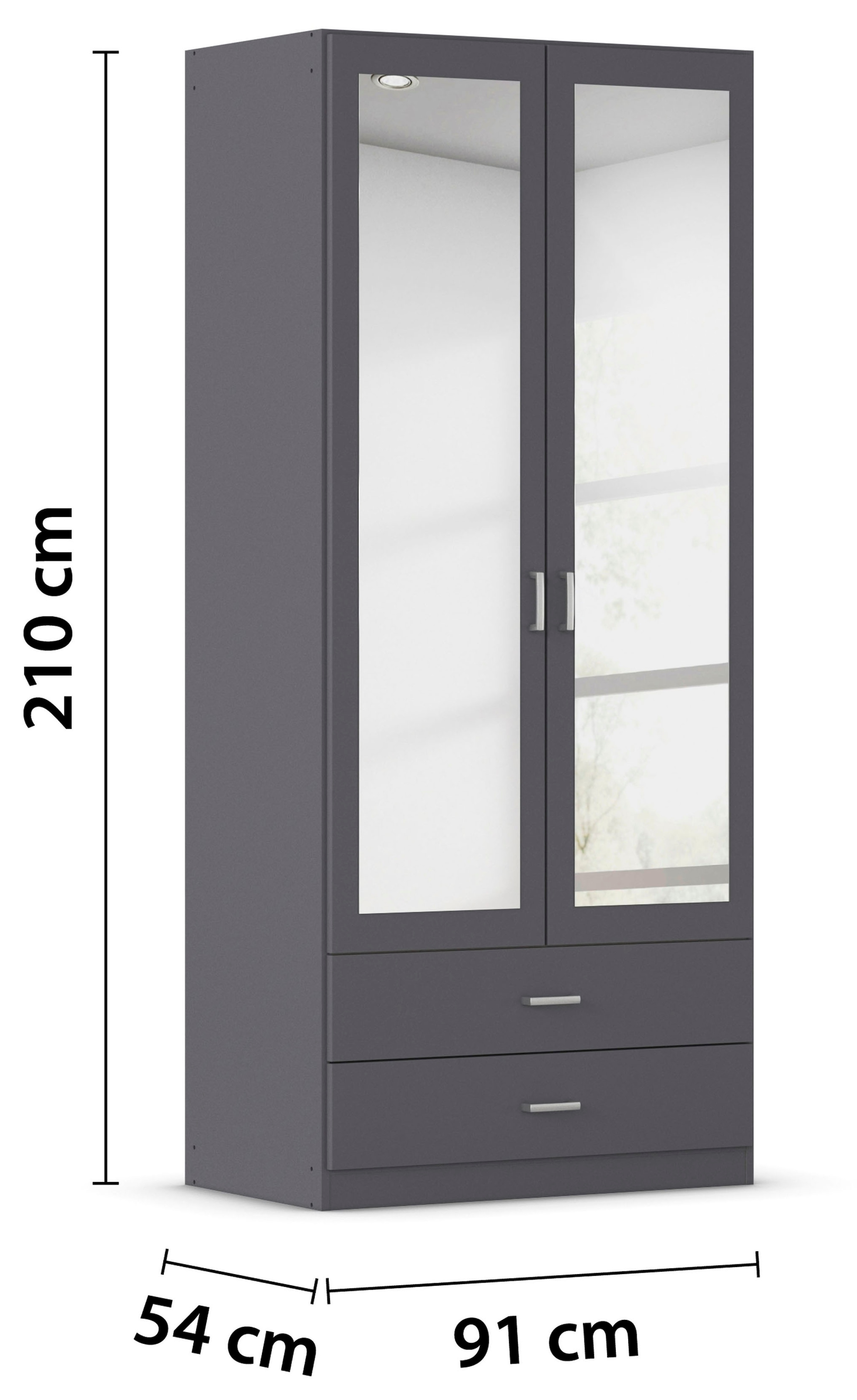 rauch Armoires à vêtements »Schrank Garderobe Ankleide GAMMA Breiten 91/136/181/226/271/315/360 cm« En 3 configurations BASIC/CLASSIC/PREMIUM (avec fonction SOFT-CLOSE),  différentes variantes de poignée, avec miroir TOPSELLER MADE IN GERMANY