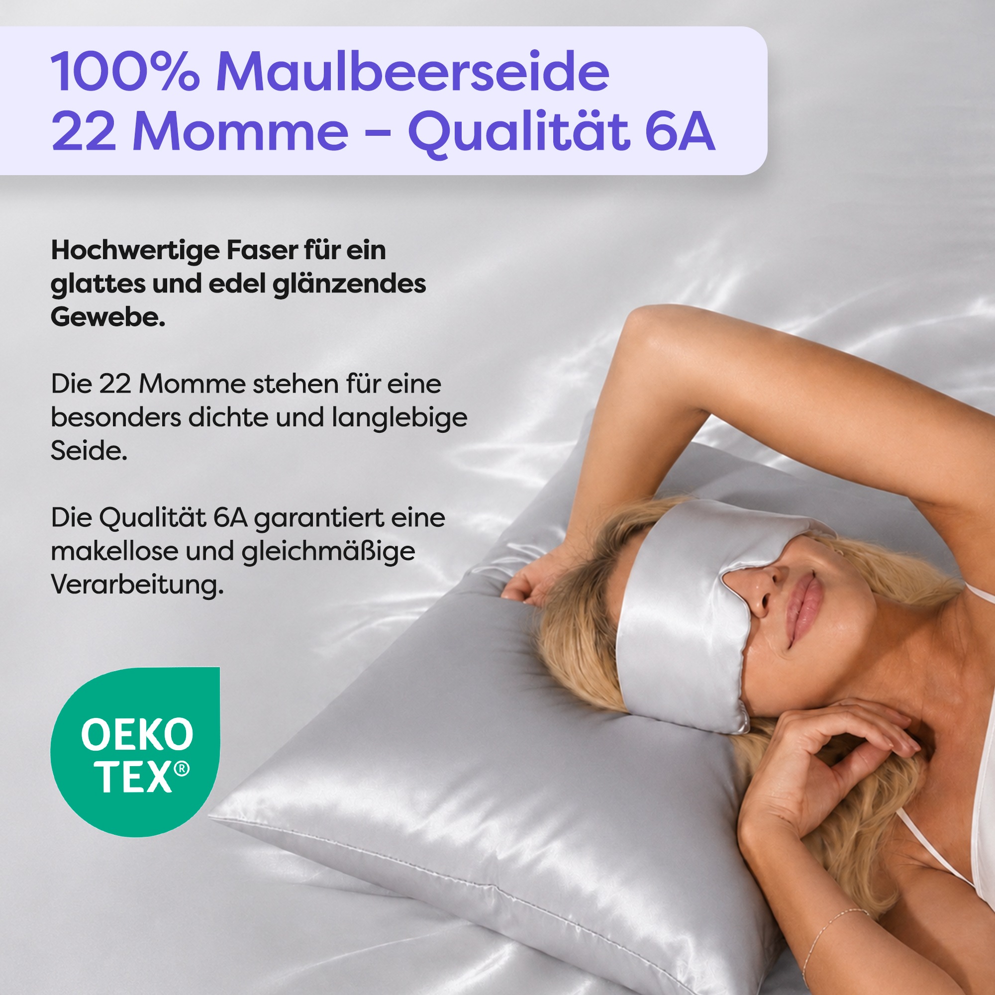 Wolkenfeld Kissenbezug »Seidenkissenbezug 100 % Maulbeerseide, 22 Momme, 6A, 40x80, OEKO-TEX« Sanft zu Haut und Haar, mit verdecktem Hotelverschluss & Geschenkbox