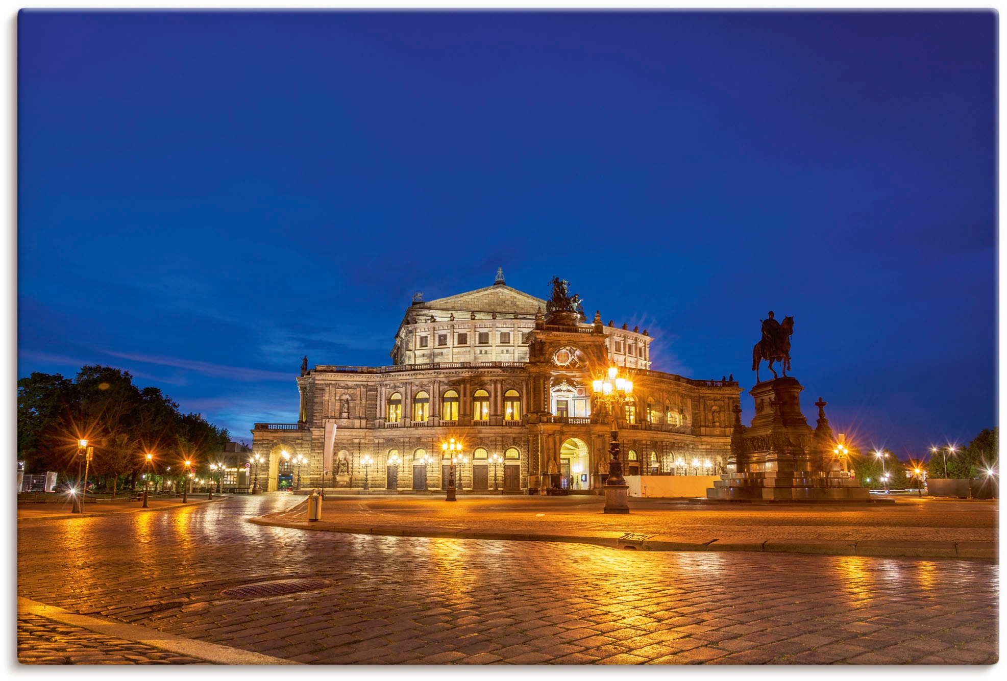 Image of Artland Wandbild »Semperoper in Dresden zur blauen Stunde«, Dresden, (1 St.), in vielen Grössen & Produktarten - Alubild / Outdoorbild für den Aussenbereich, Leinwandbild, Poster, Wandaufkleber / Wandtattoo auch für Badezimmer geeignet bei Ackermann Versa