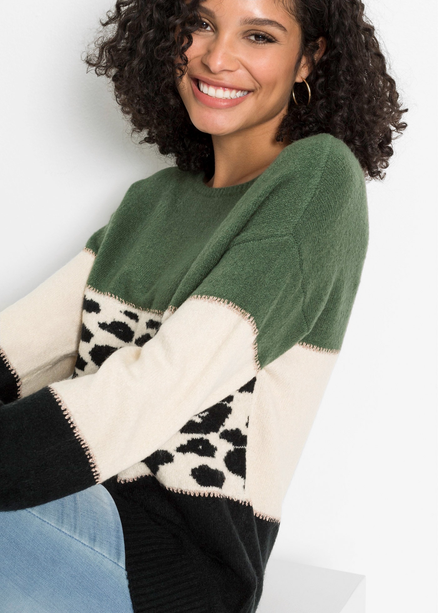 bonprix Strickpullover »Oversize-Pullover« Oversize-Fit, gemustert, Glitzergarn Details