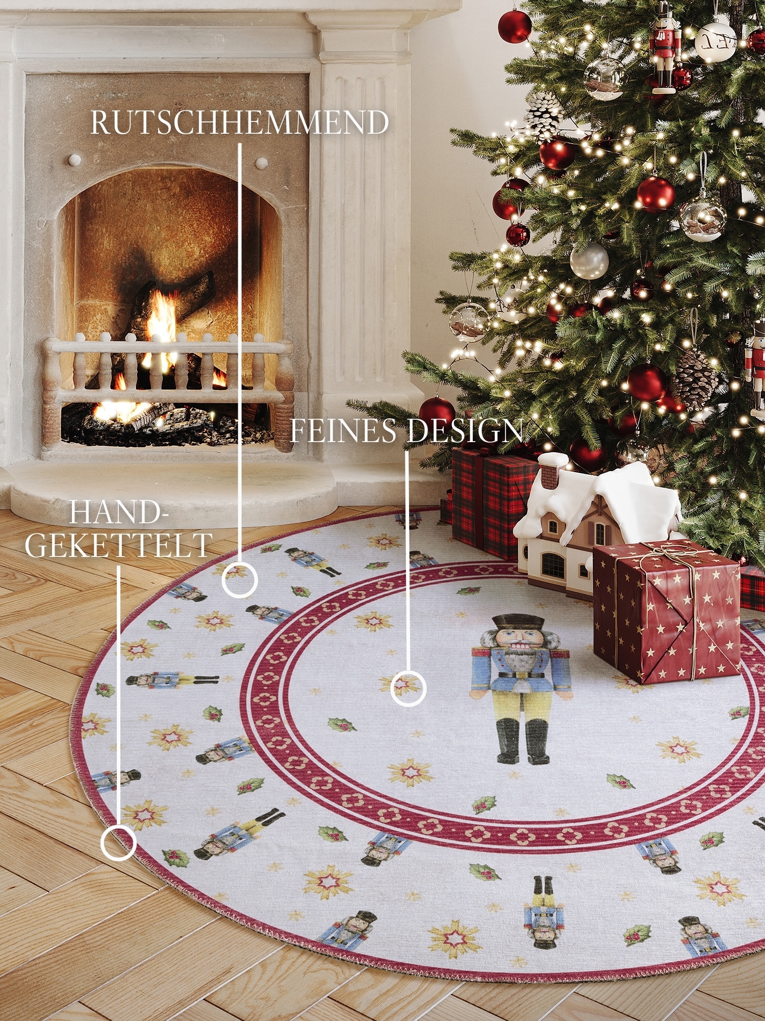 Villeroy & Boch Tapis »Toy's Delight Limited Edition Santa Claus« Rond 3 mm Höhe édition limitée, Noël, salon, jupe de sapin, lavable, rond