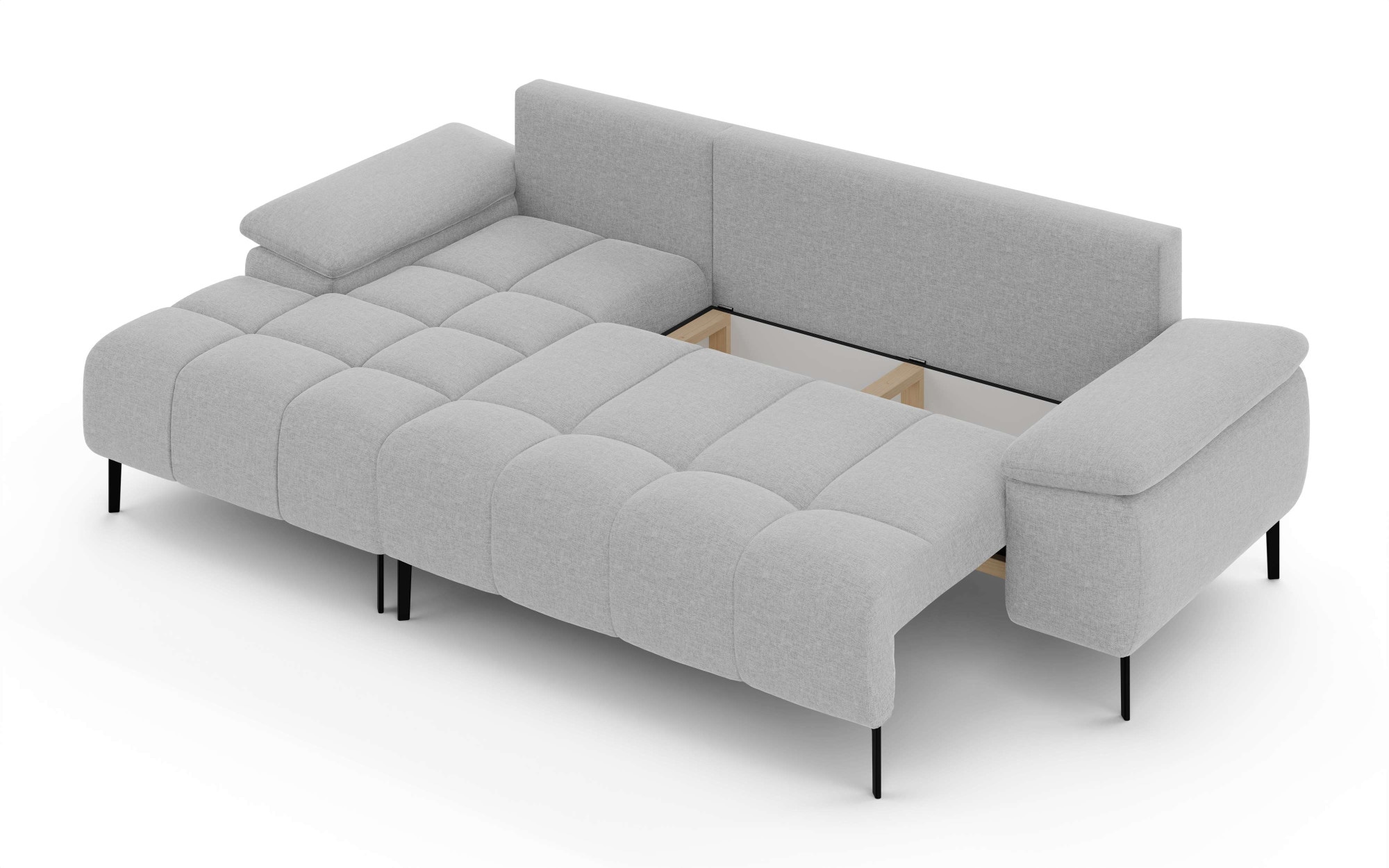 INOSIGN Ecksofa »DROMARA Schlafsofa mit Bettkasten, Masse: B/T/H 277/141/91 cm«, L-Form mit Recamiere rechts/links bestellbar, Wellenunterfederung