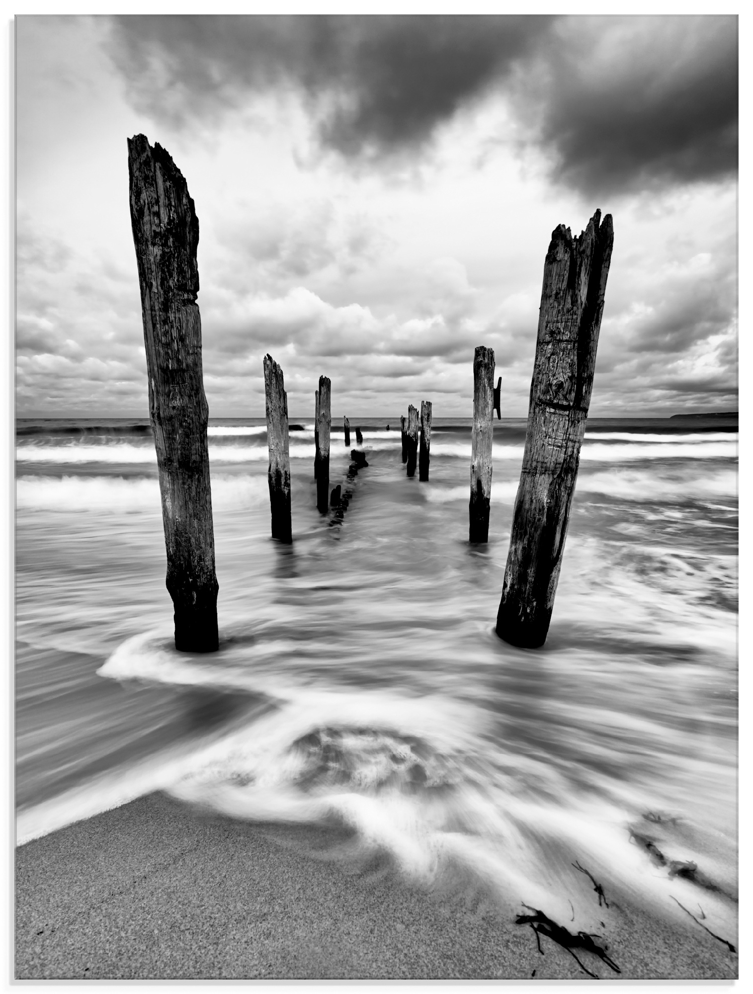 Image of Artland Glasbild »Holzstangen am Ostseestrand«, Küste, (1 St.) bei Ackermann Versand Schweiz