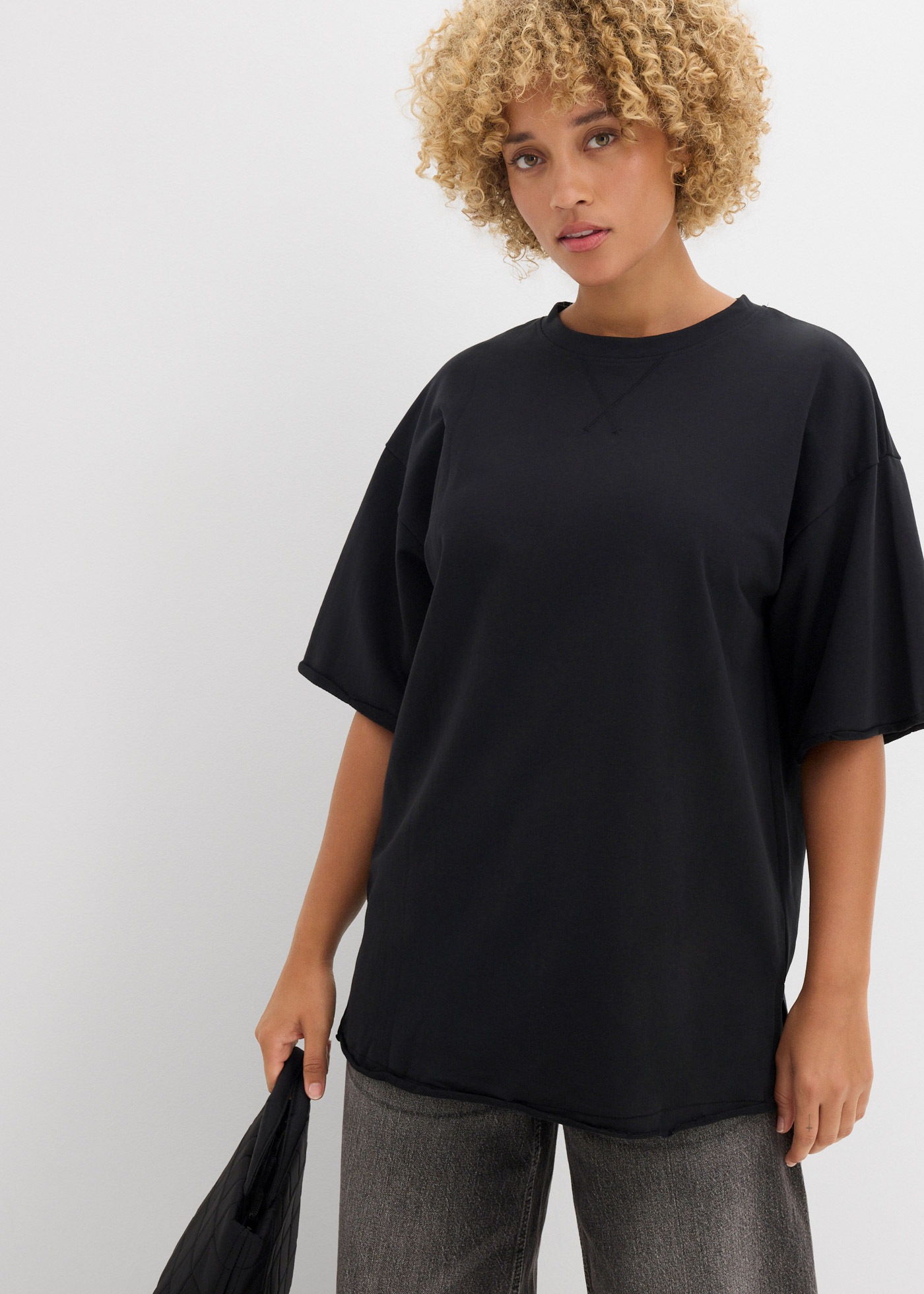 Image of bonprix Longsweatshirt, lässige Passform, Halbarm-Design, aus reiner Baumwolle