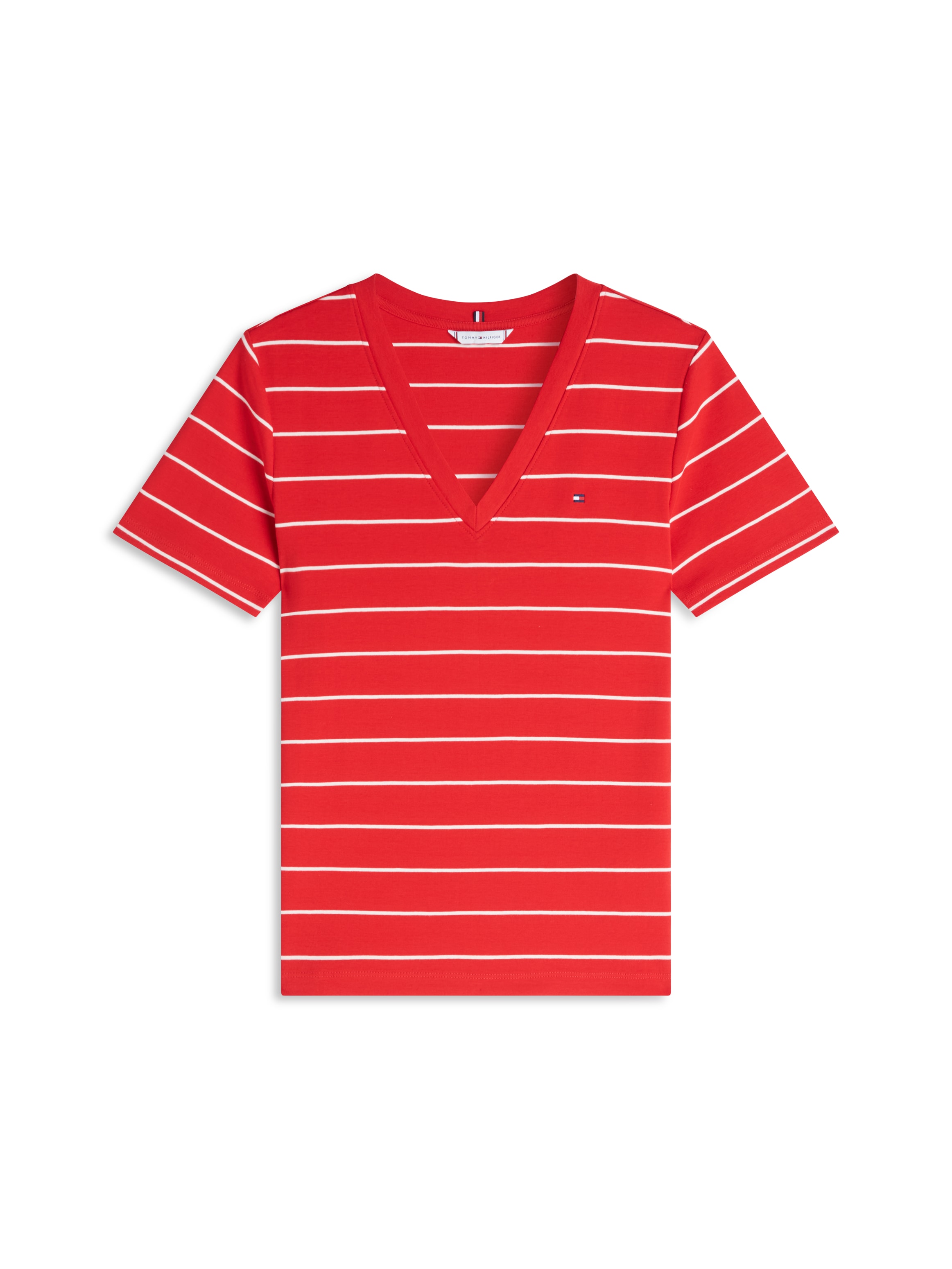 Tommy Hilfiger T-Shirt »SLIM CODY V-NECK SHORT SLEEVE« aus Baumwolle, Logostickerei, gestreift