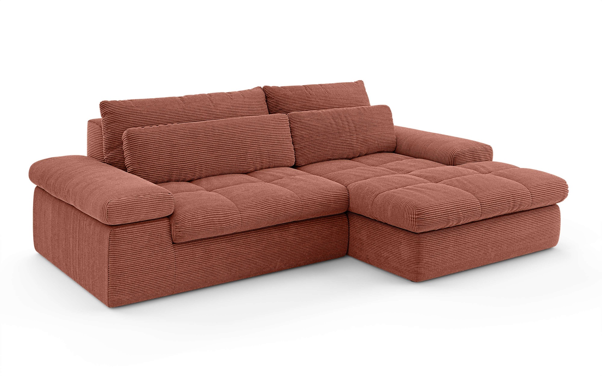 Home affaire Ecksofa »ALVERIE mit Recamiere, moderne Steppung, Masse: B/T/H 274/203/106 cm«, L-Form mit Wellenunterfederung, mit 4 Rückenkissen, pflegeleicht Stoff