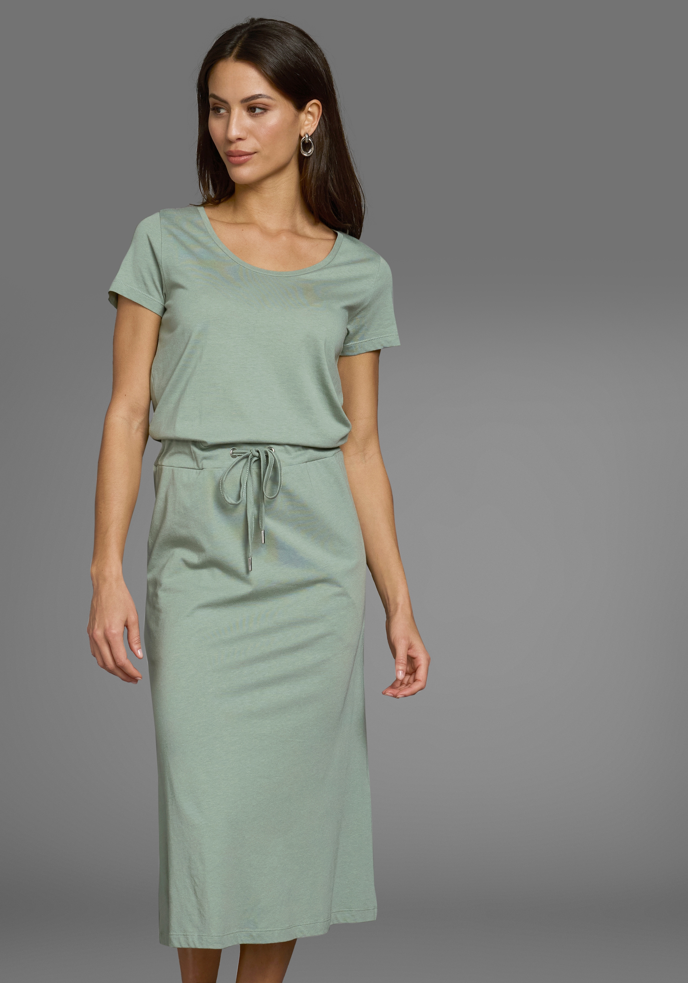 Laura Scott Sommerkleid »mit Bindeband aus softem und atmungsaktivem Jersey« im Basic-Stil - in unifarben, geblümt oder gestreifter Optik