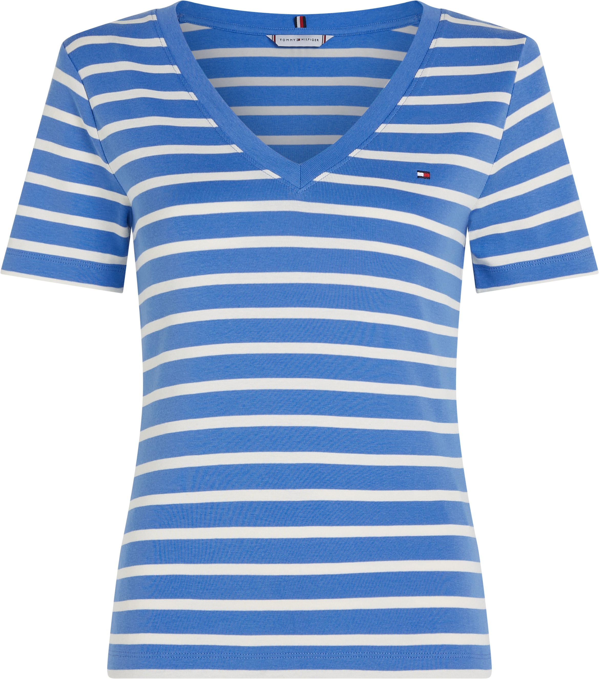 Tommy Hilfiger T-Shirt »SLIM CODY V-NK SS mit V-Ausschnitt und Streifen« Baumwolle, slim fit