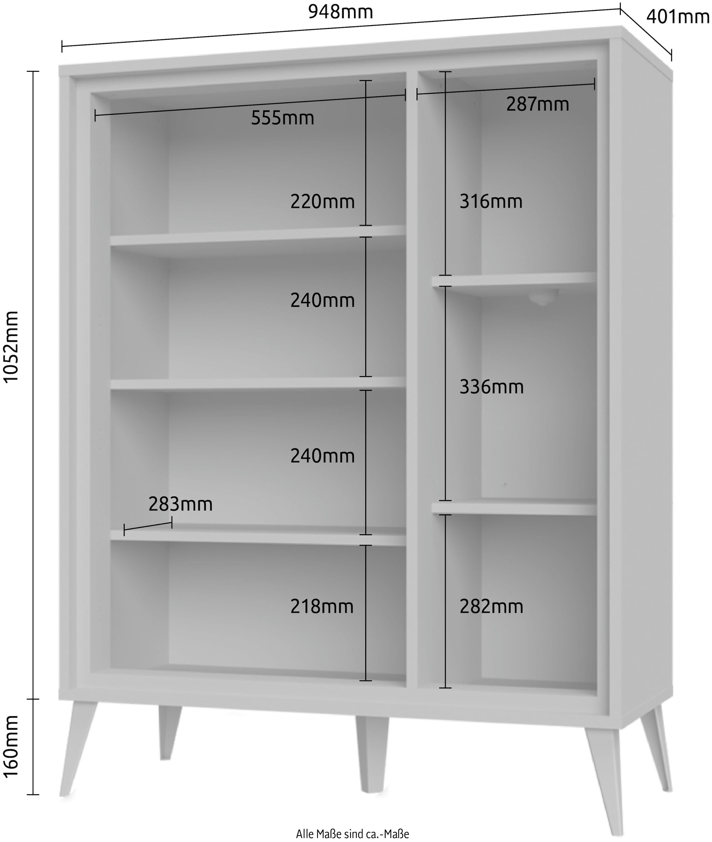 GOODproduct Buffet haut »Vida« (H/L/P) : 121/95/40 cm,  Laqué UV, haute brillance, fonction soft-close et push-to-open