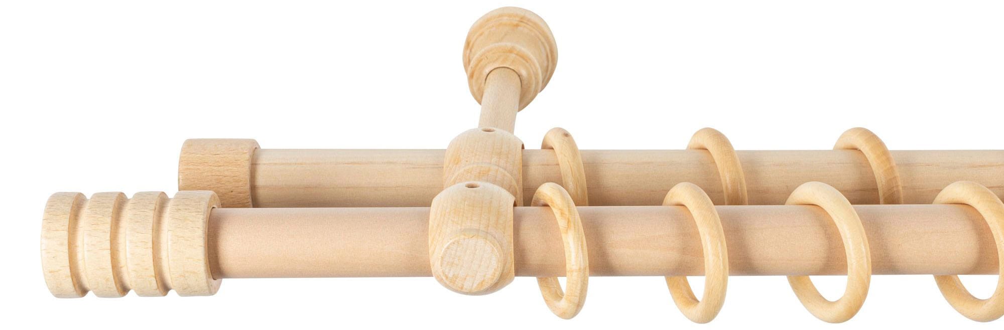 SN DECO GROUP Tringle à rideaux »Pisa« 2 course-läufig Dimension fixe 28 mm, Holz, verschiedene Längen und Farben, Komplettset