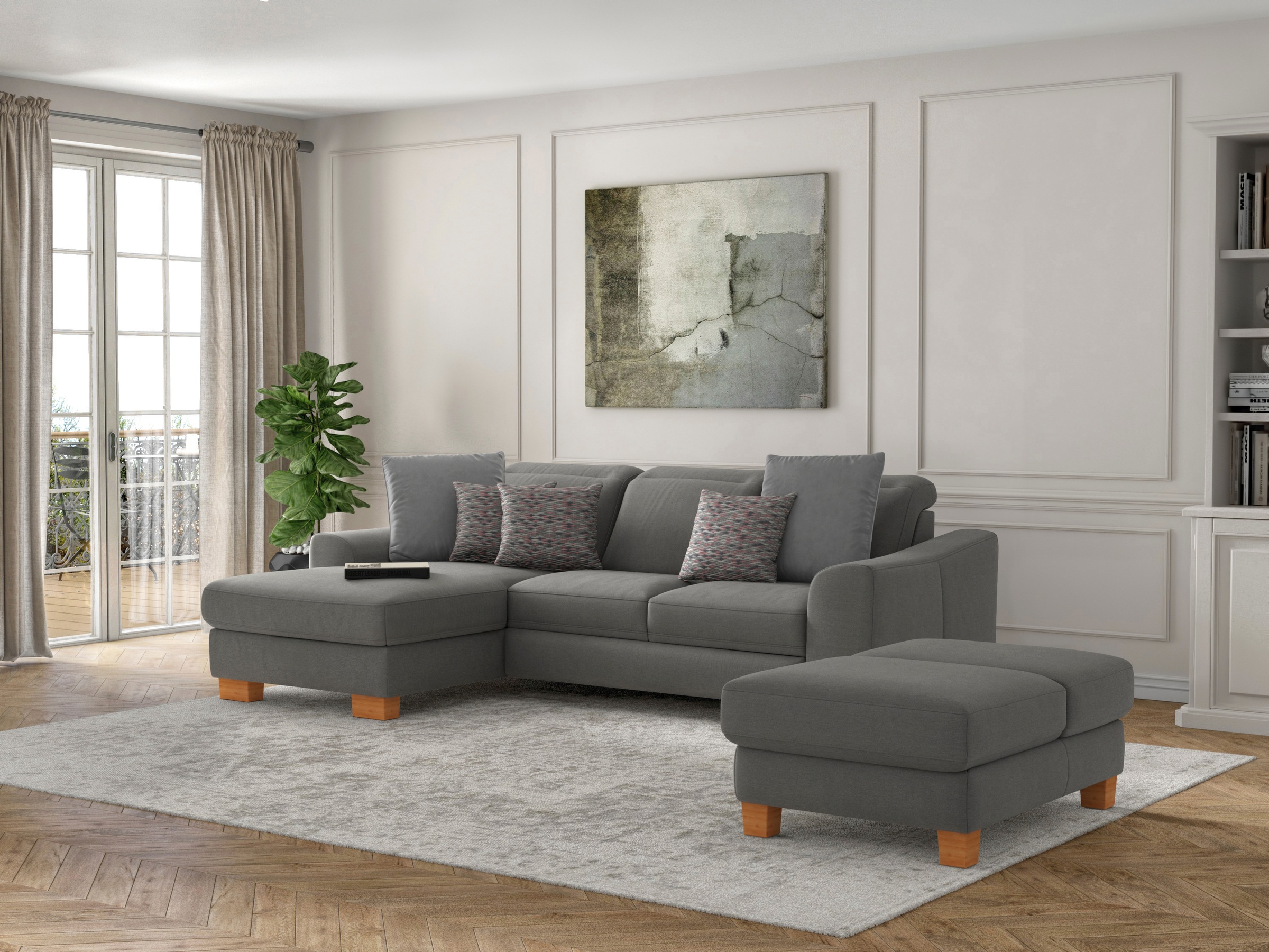 sit&more Polsterhocker »Dundee«, mit Klappfunktion, Federkern und hochwertigen Massivholzfüssen