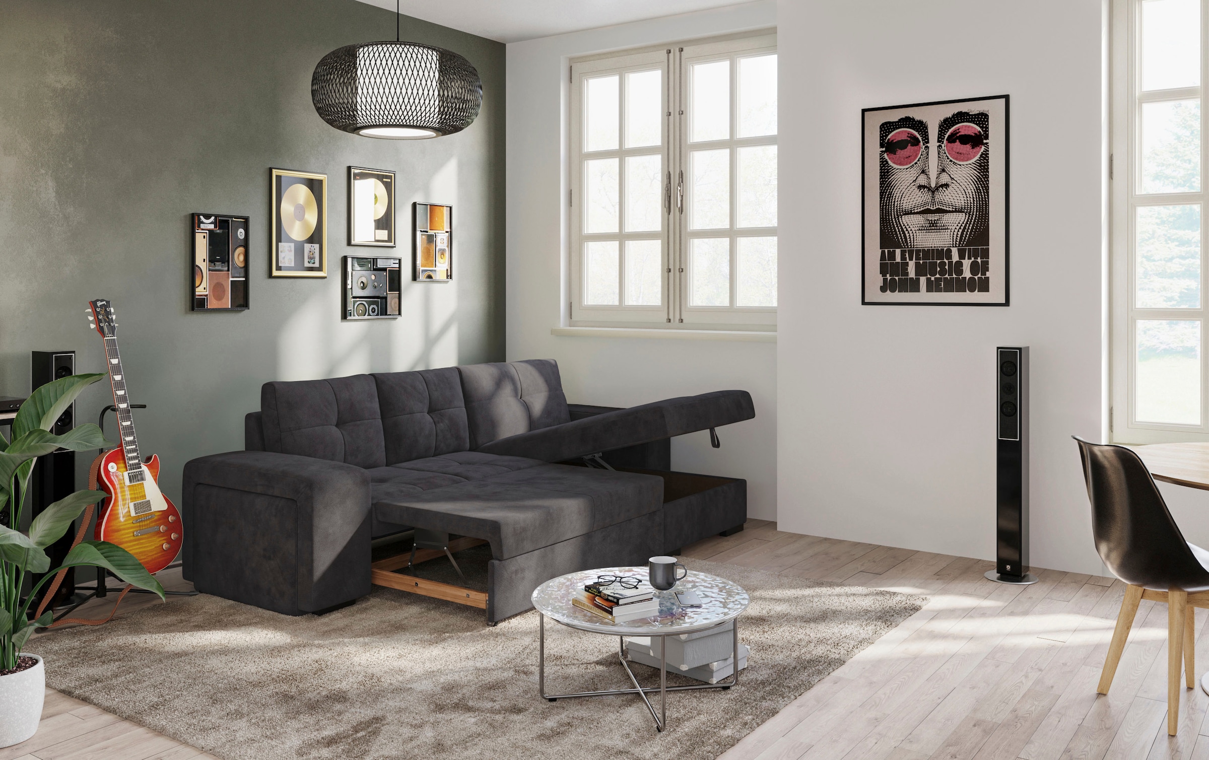 COTTA Ecksofa »Mattina L-Form«, mit Hocker, wahlweise mit Bettfunktion & Bettkasten