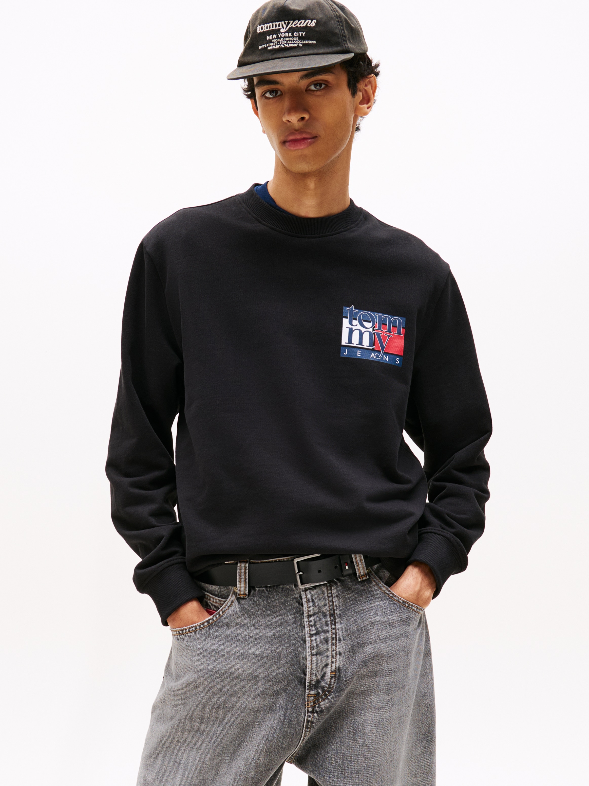 Image of Tommy Jeans Sweatshirt "TJM RWB FLAG", Rundhals, regular fit, Print, Rippbündchen