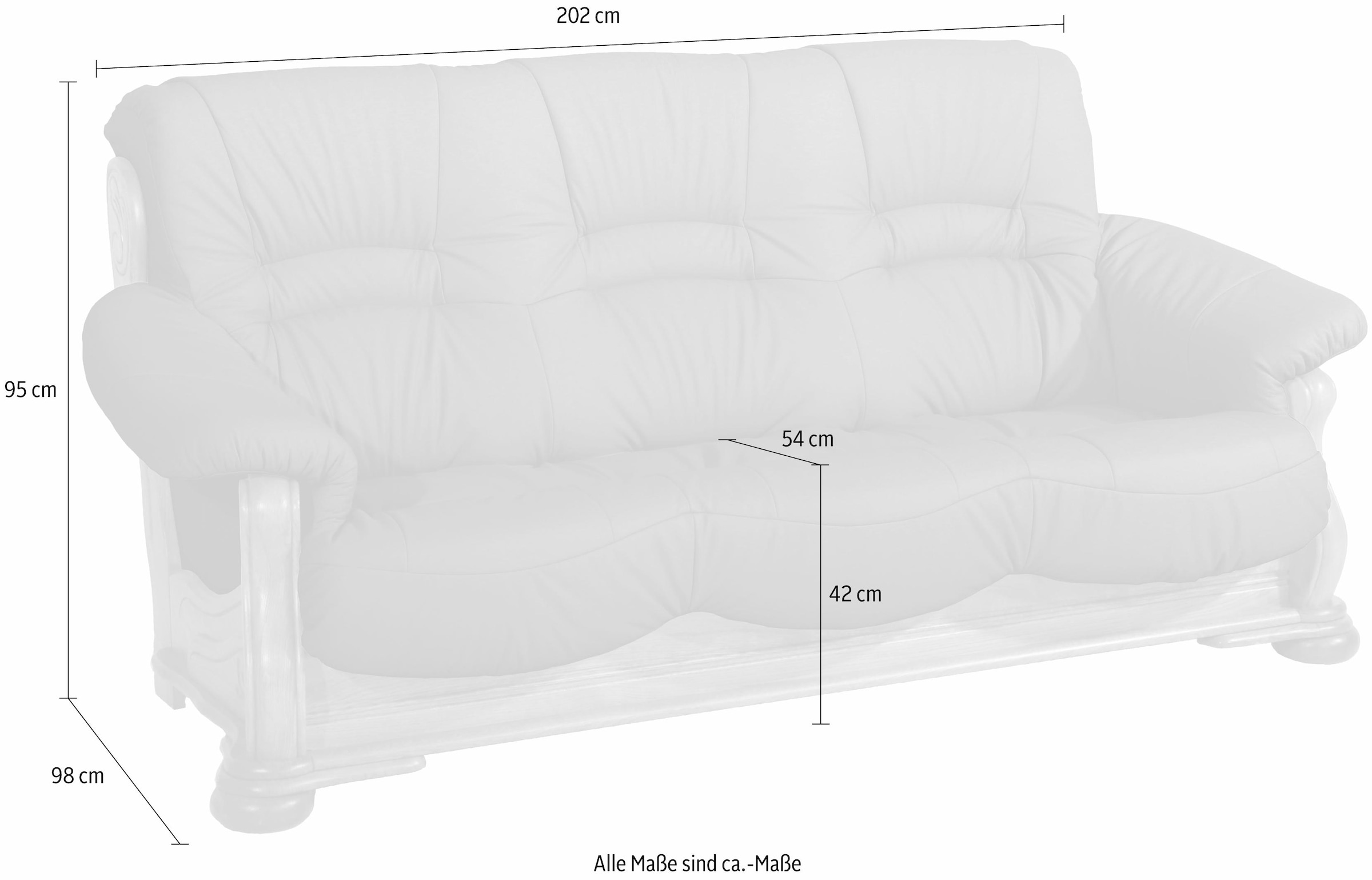 Max Winzer® Polstergarnitur »Texas Set besehend aus 2er- und 3er-Sofa, bequeme legere Polsterung«, mit dekorativem Eichenholzgestell, Retro Klassiker