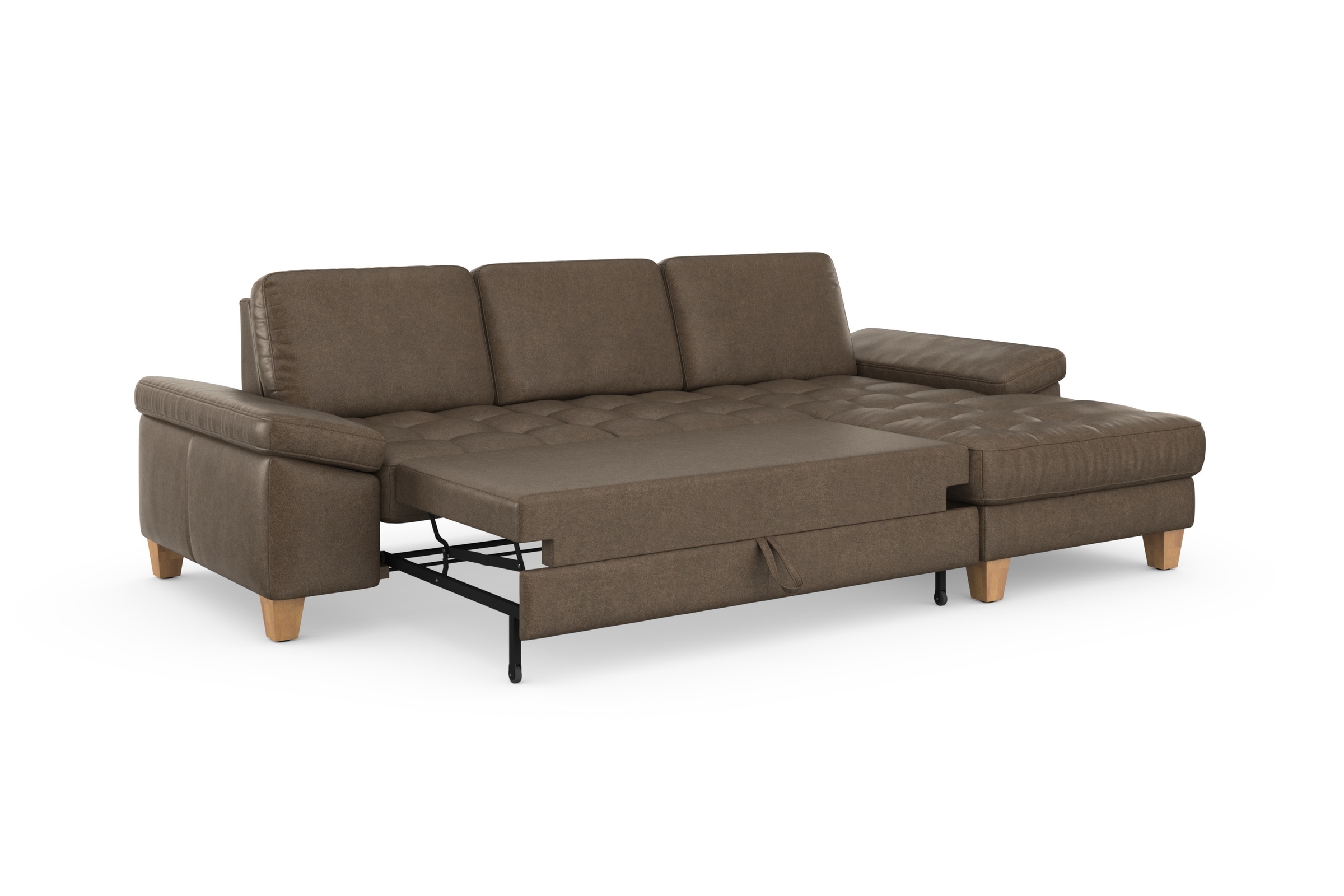 sit&more Ecksofa »Westham L-Form«, mit Recamiere, mit oder ohne Bettfunktion, Bettkasten, Füsse Eiche
