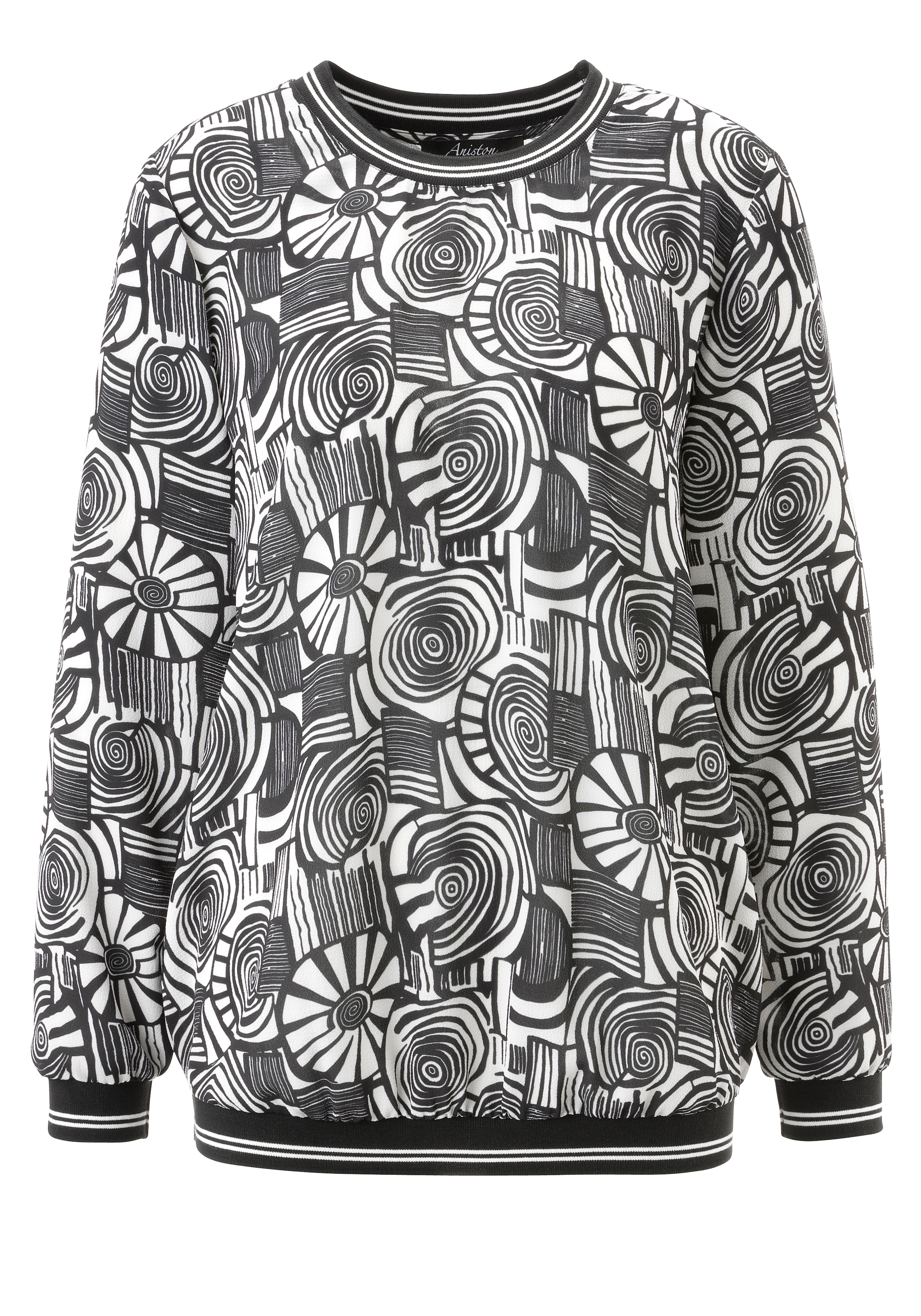 Aniston SELECTED Chemisier à chemise mit gestreiften Bündchen und Retro-Muster - NEUE KOLLEKTION