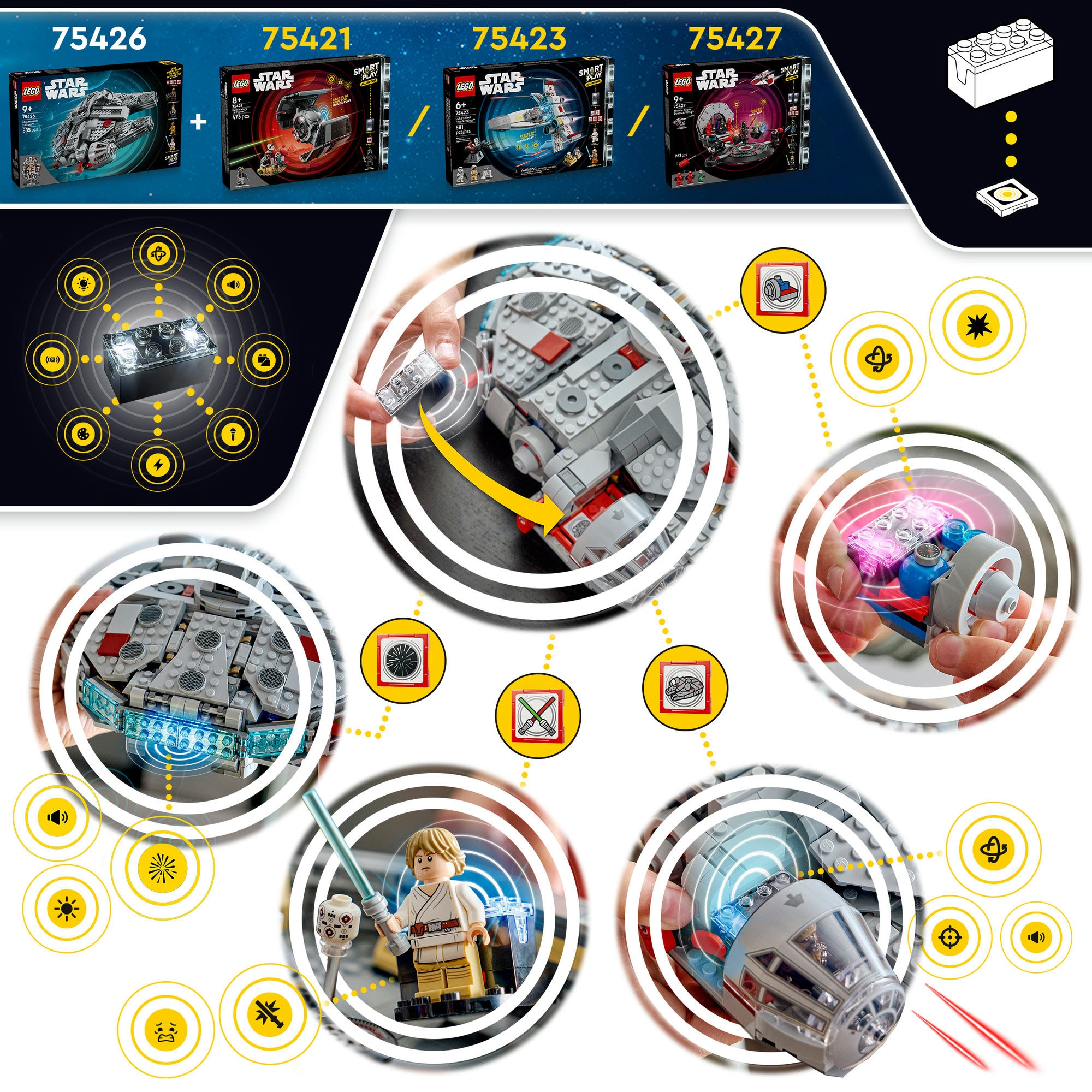 LEGO® Konstruktionsspielsteine »SMART Play: Millennium Falke (75426), LEGO Star Wars ™« Mit SMART Brick kombatibel (nicht im Lieferumfang enthalten)
