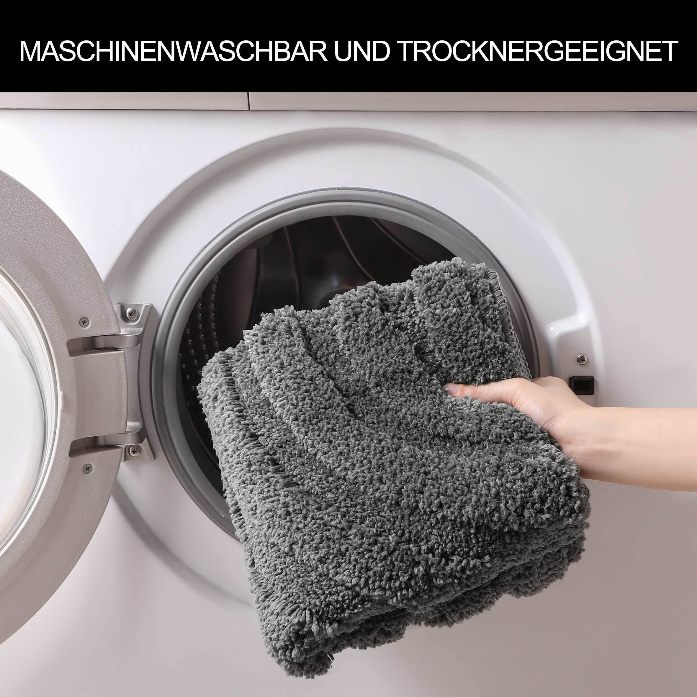 my home Badematte »Sanremo Scandi, Badvorleger, Badezimmer Teppich, Duschvorleger«, rutschhemmend beschichtet, strapazierfähig, Badteppich, Uni Farben, Hoch-Tief-Effekt, modernes Muster, Boho