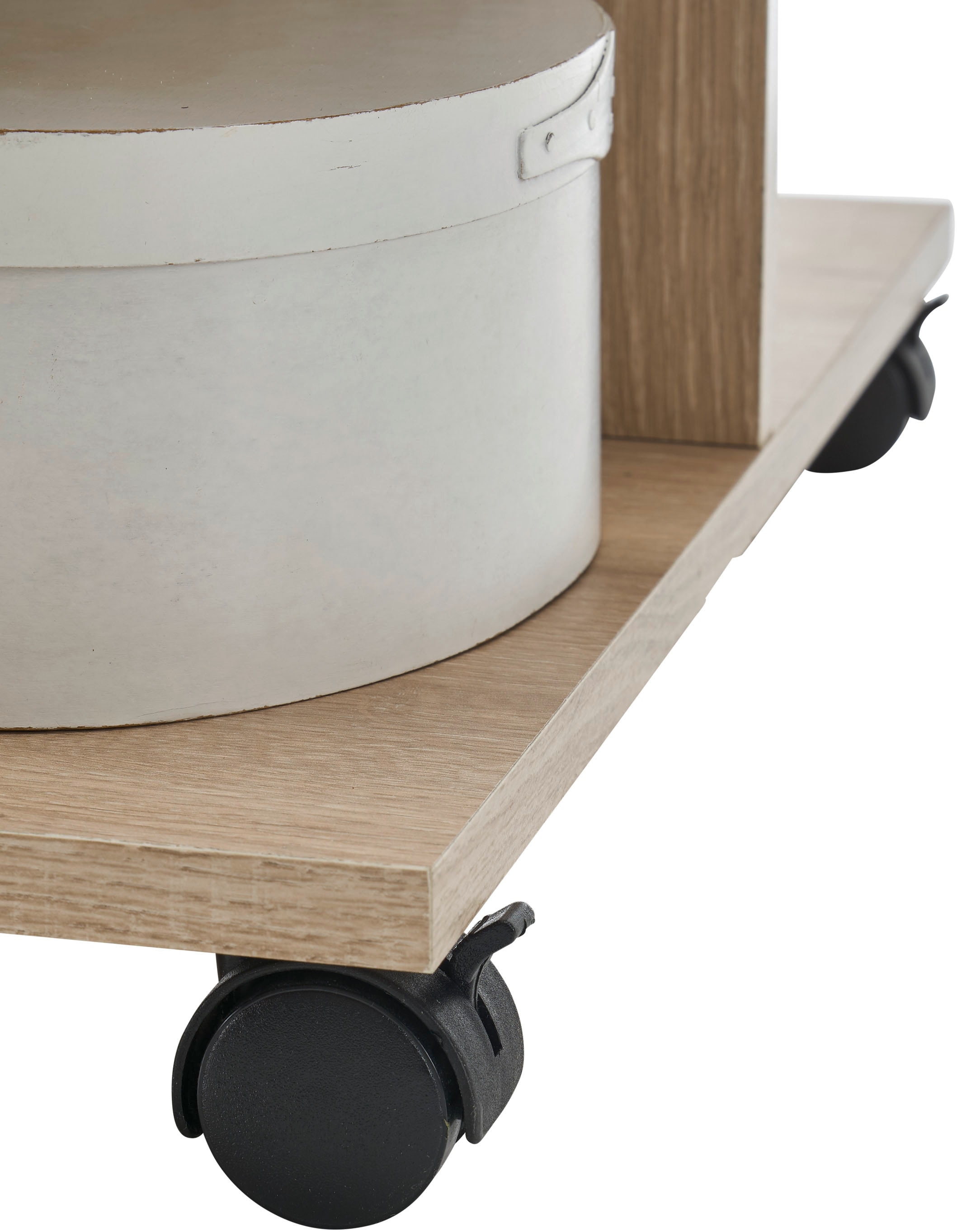 Stolkom Couchtisch »Marti rollbar mit Ablageböden, Rima Oak weiss, BxHxT 110x42,5x60 cm«, Rollbar, mehrere Ablageböden in Rima Oak weiss