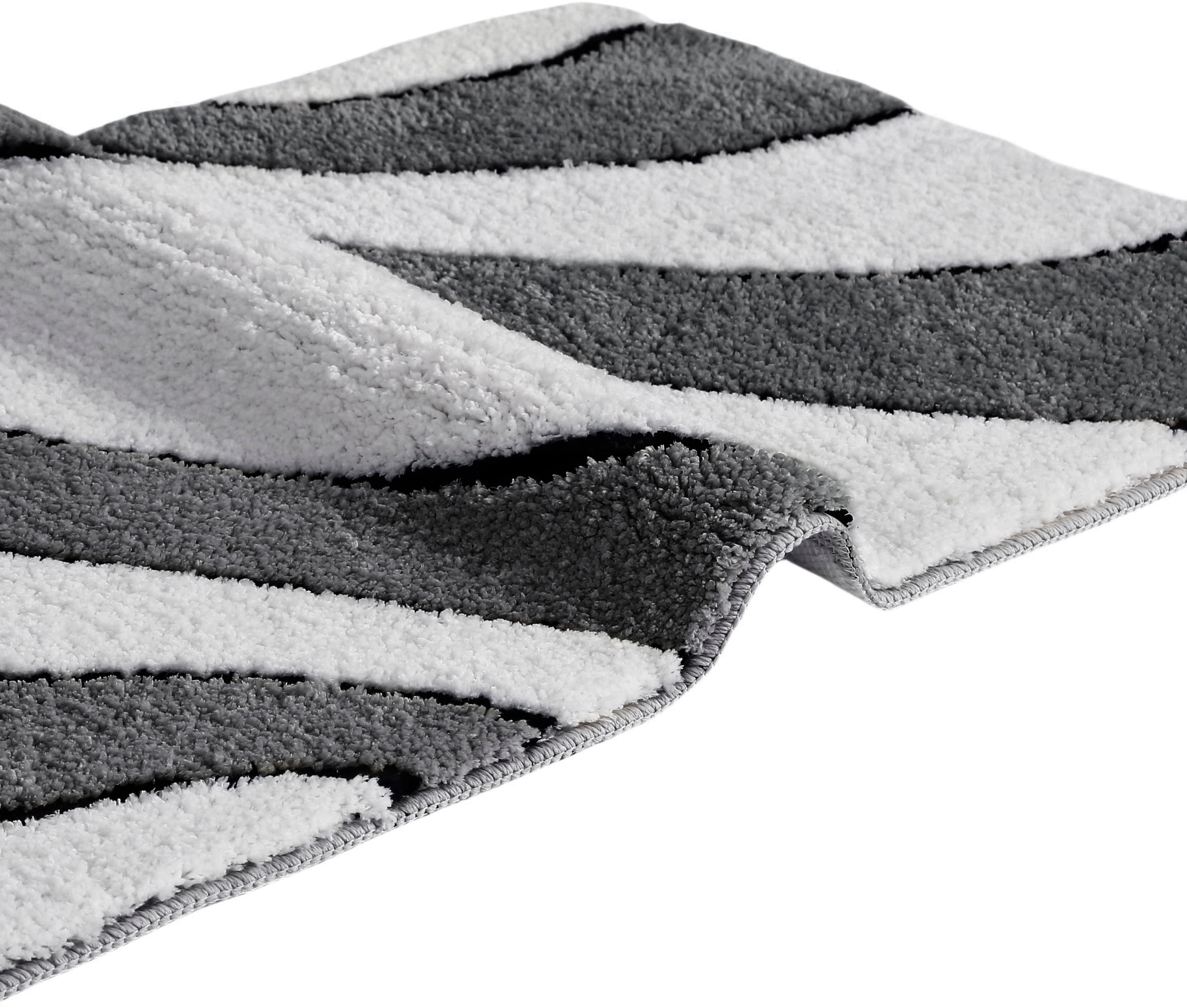 my home Badematte »Anna, Badvorleger, Badezimmer Teppich«, rutschhemmend beschichtet, fussbodenheizungsgeeignet-schnell trocknend, Badteppich, Hoch Tief Effekt, Modern, Weich, Wellen