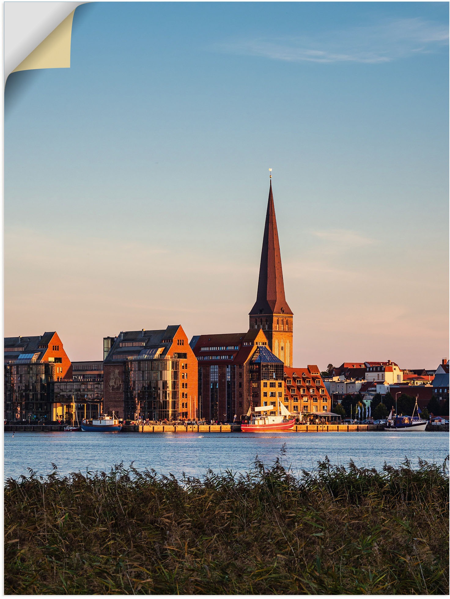 Image of Artland Wandbild »Blick über Warnow, Hansestadt Rostock«, Rostock, (1 St.), in vielen Grössen & Produktarten - Alubild / Outdoorbild für den Aussenbereich, Leinwandbild, Poster, Wandaufkleber / Wandtattoo auch für Badezimmer geeignet bei Ackermann Versand