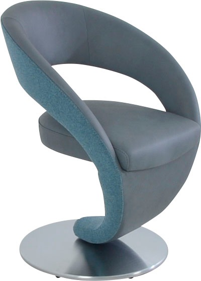 K+W Komfort & Wohnen Chaise de salle à manger »Wave, Drehstuhl« () Fauteuil pivotant design, plateau tournant en métal aspect inox, combinaison de couleurs