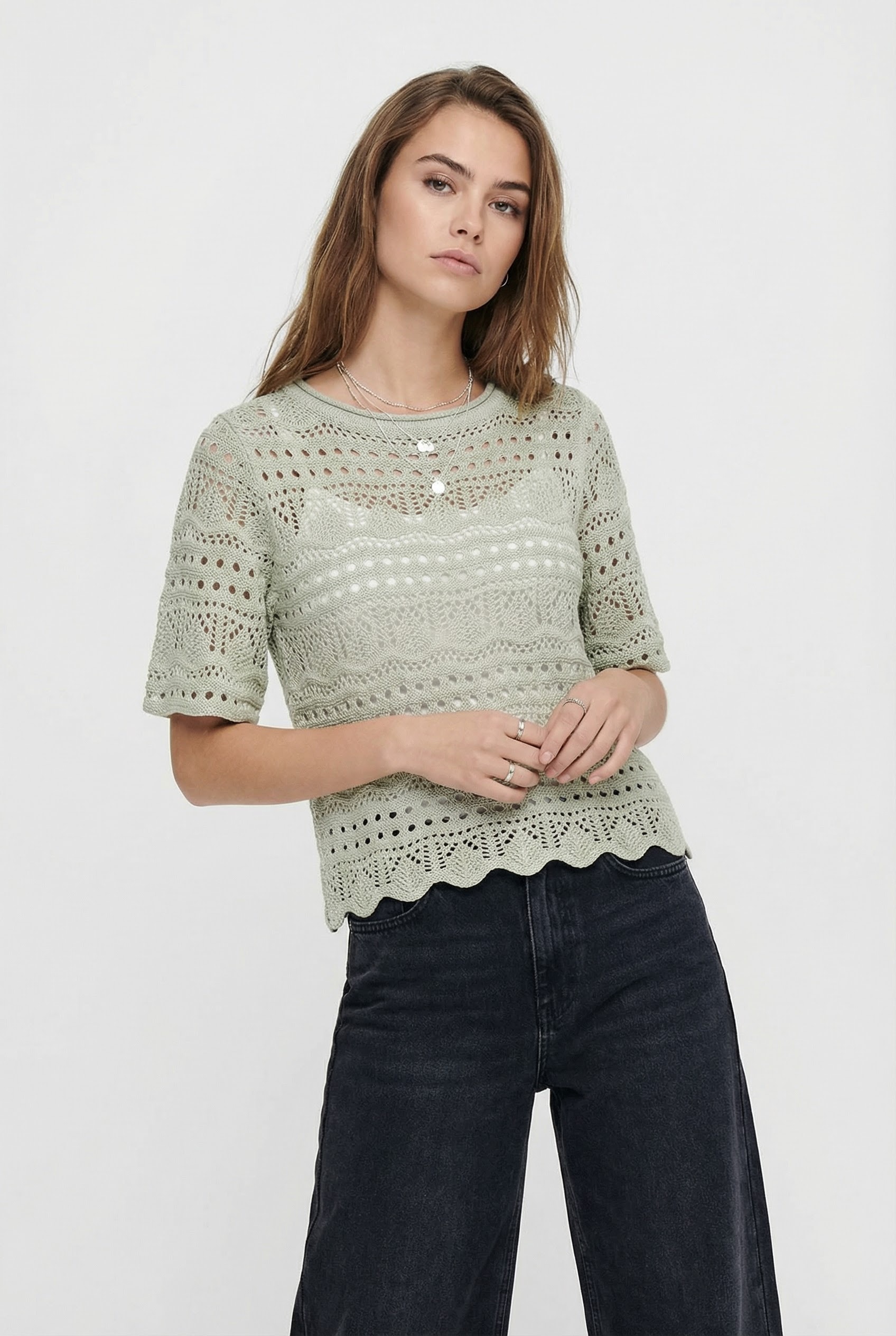Image of JDY Kurzarmpullover "JDYSUN LAY 2/4 PULLOVER KNT NOOS" Strukturstrick