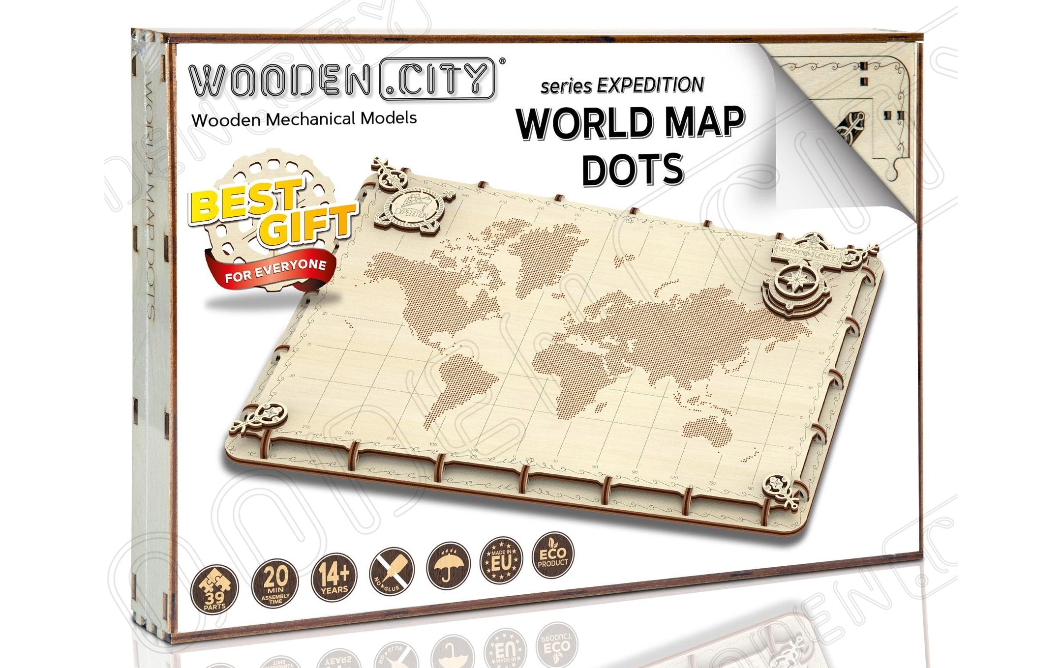 Wooden City Modellbausatz »World Map Dots«, (40 St.)